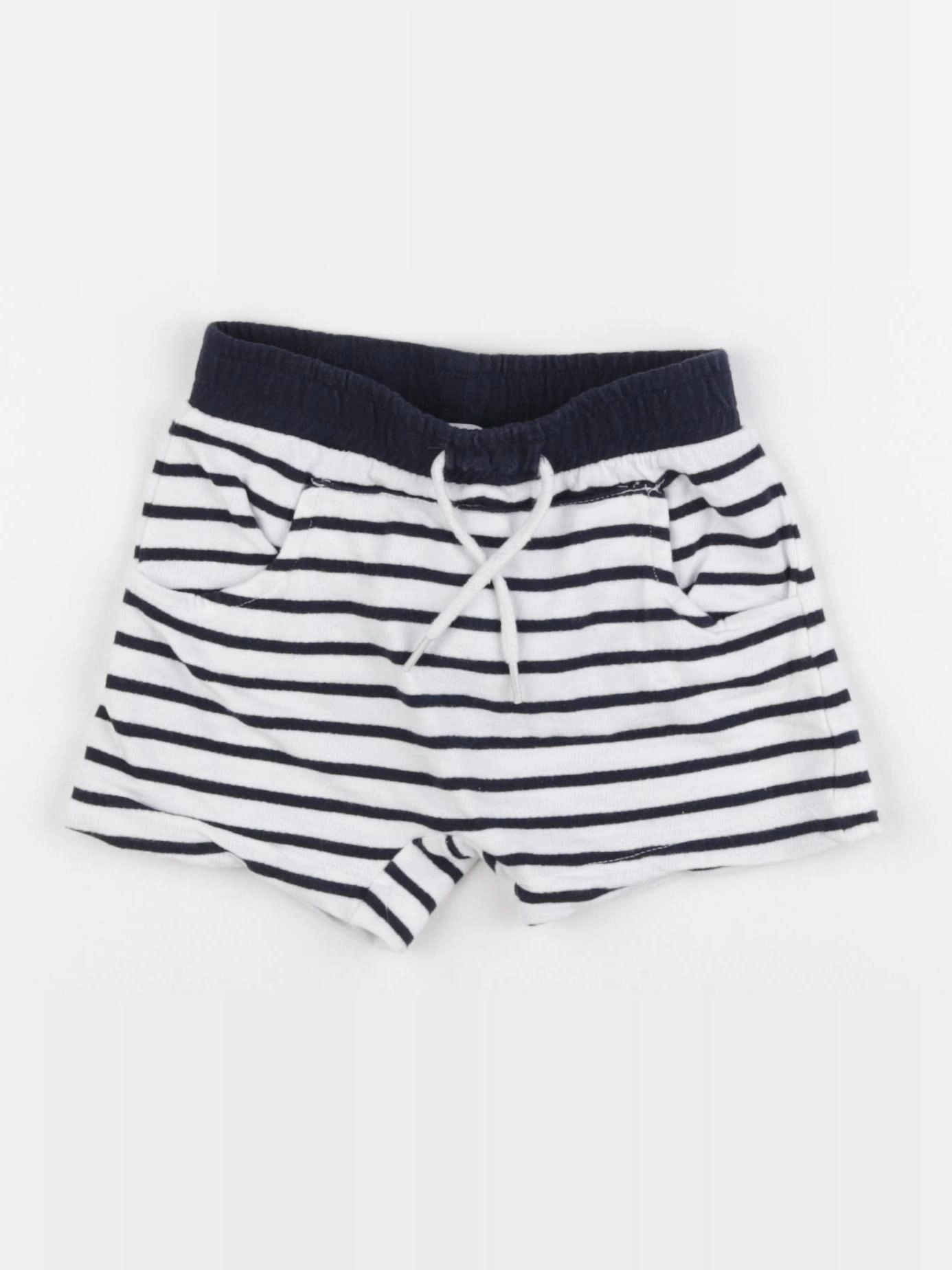 Vertbaudet - short blanc, bleu - 18 mois