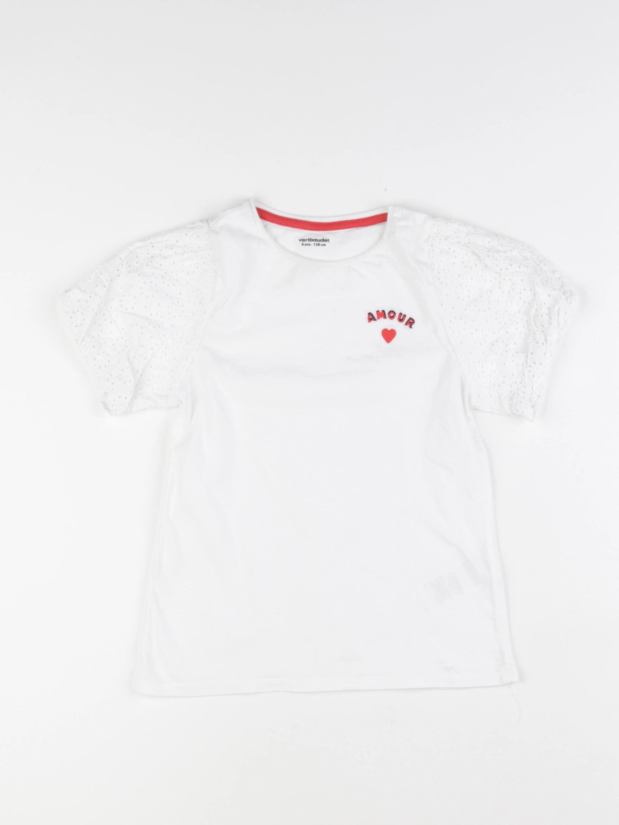 Vertbaudet - tee-shirt blanc - 8 ans