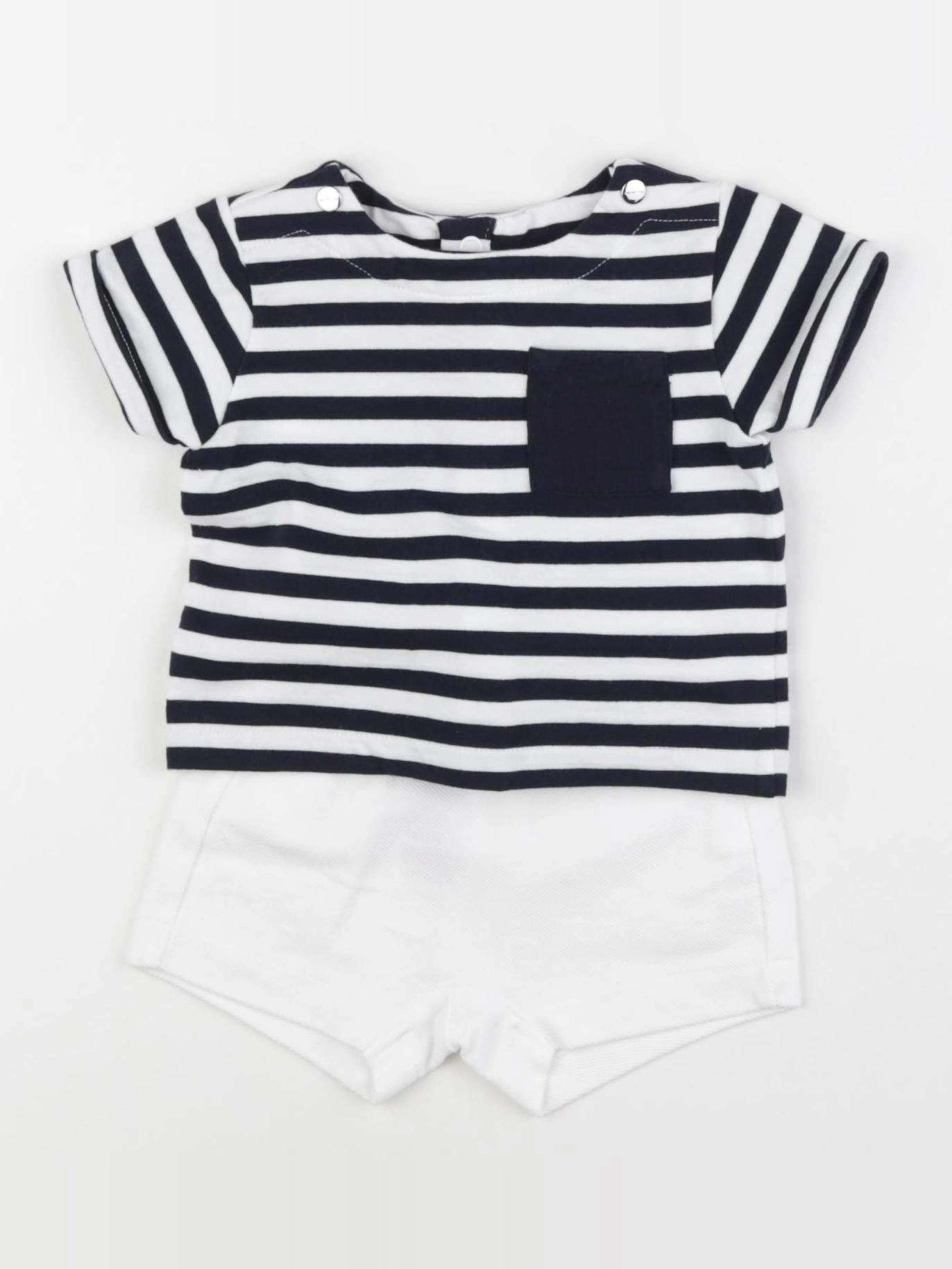 Jacadi - ensemble blanc, bleu - 3 mois