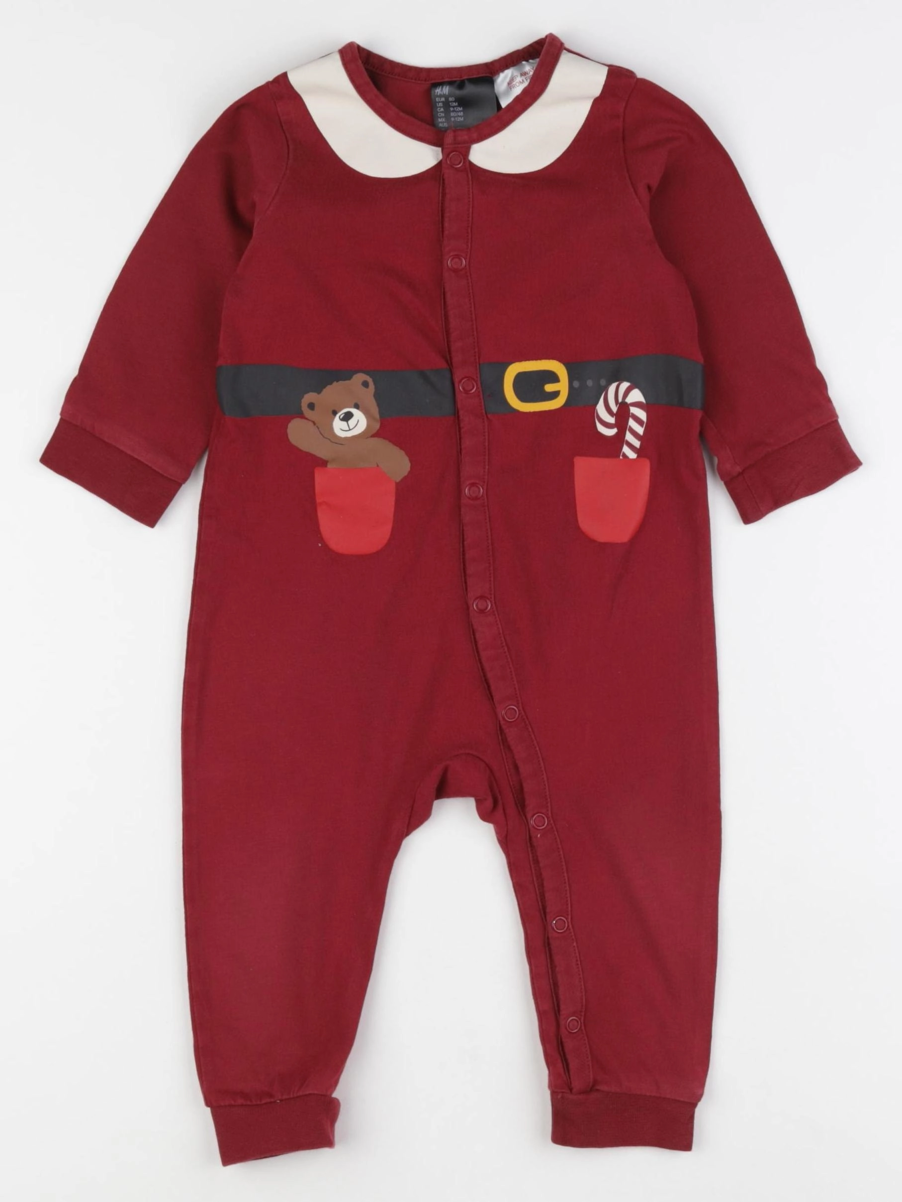 H&M - pyjama coton rouge - 9/12 mois