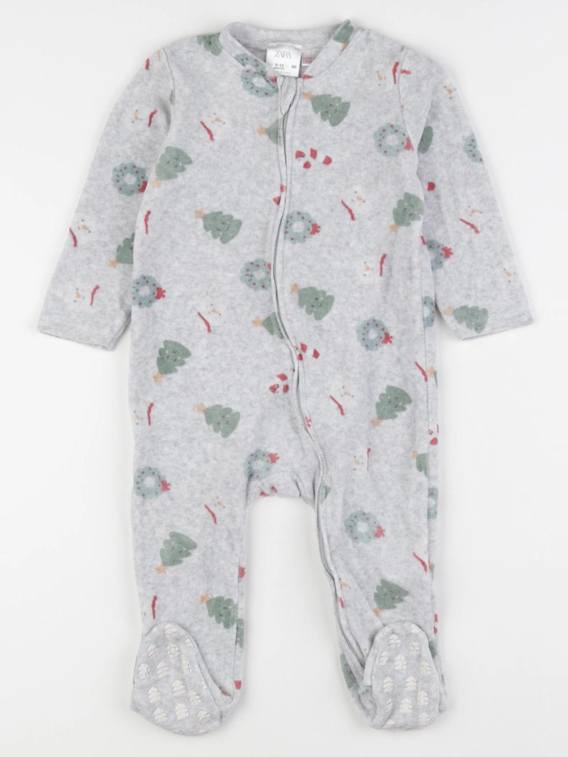Zara - pyjama velours gris - 9/12 mois