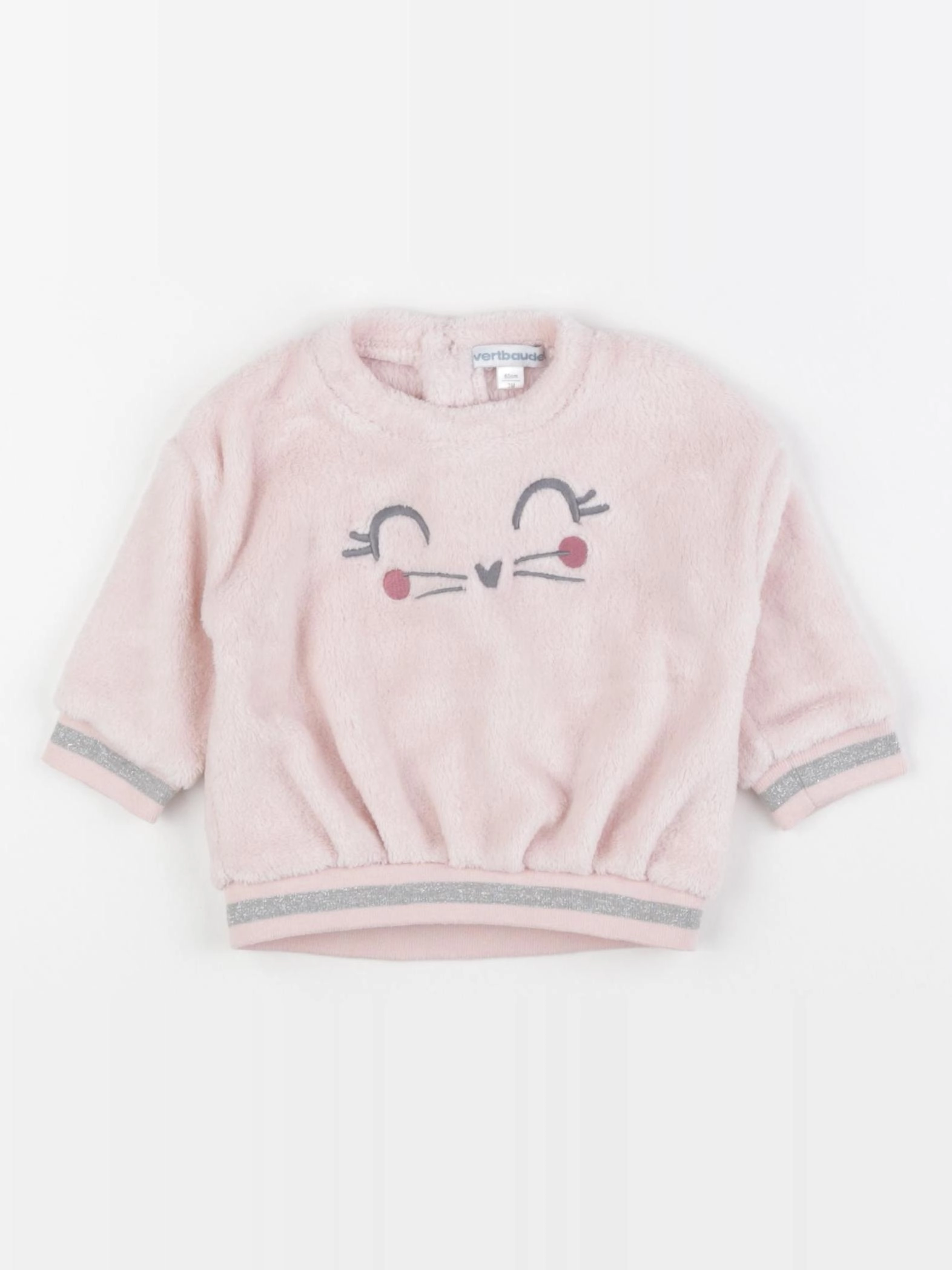 Vertbaudet - pull argent, rose - 3 mois