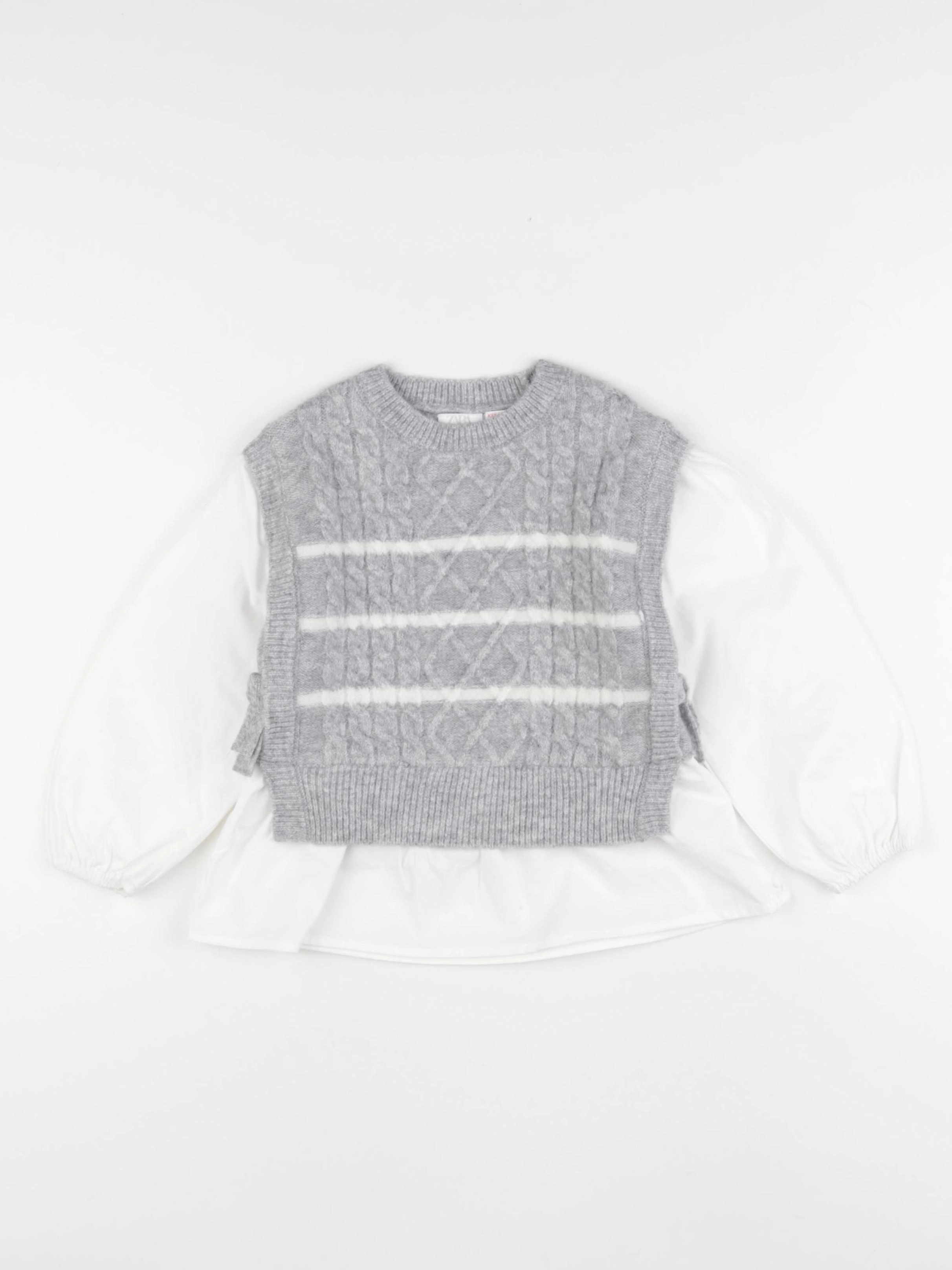 Zara - pull blanc, gris - 3/4 ans