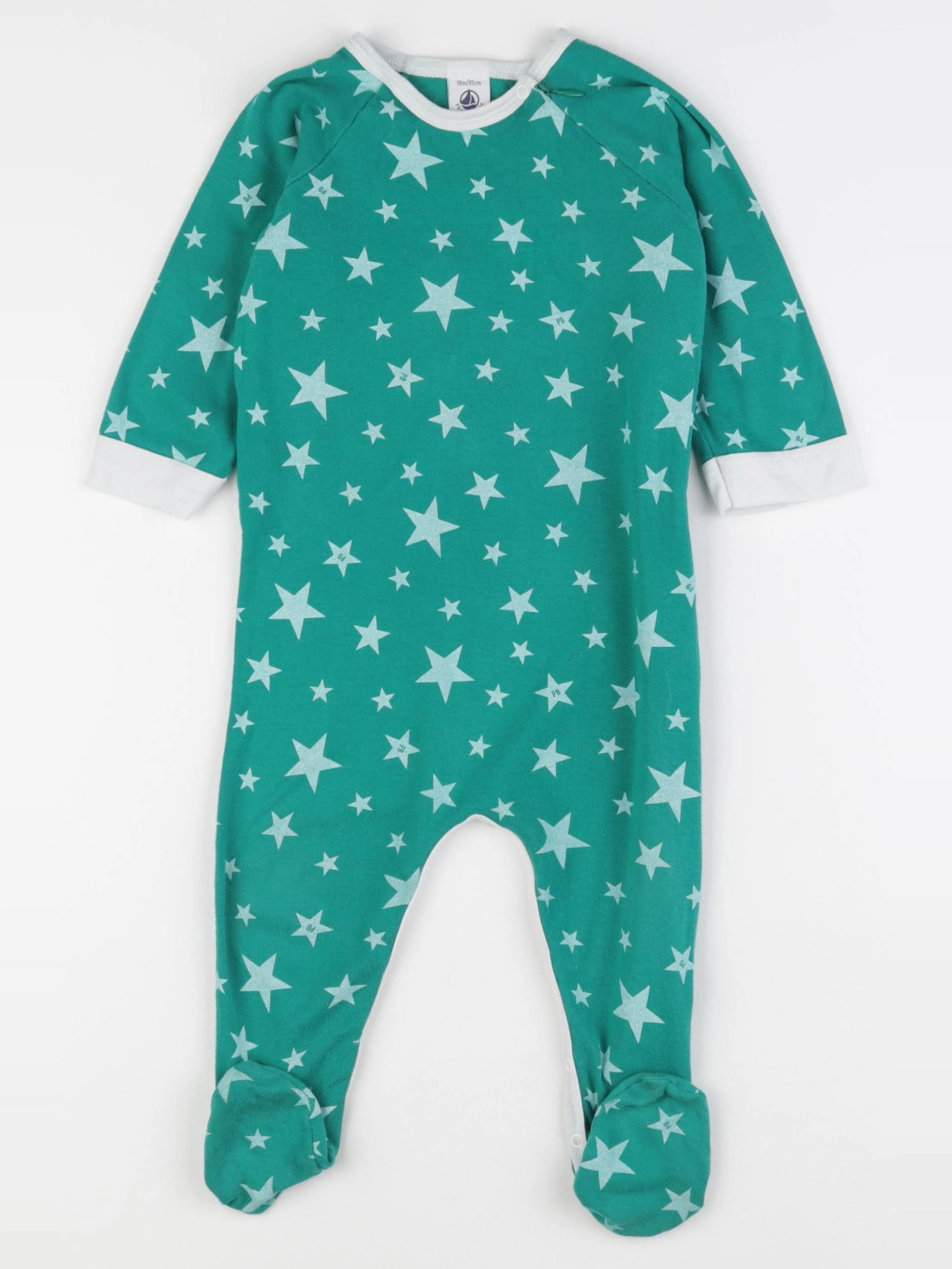 Petit Bateau - pyjama coton vert - 18 mois