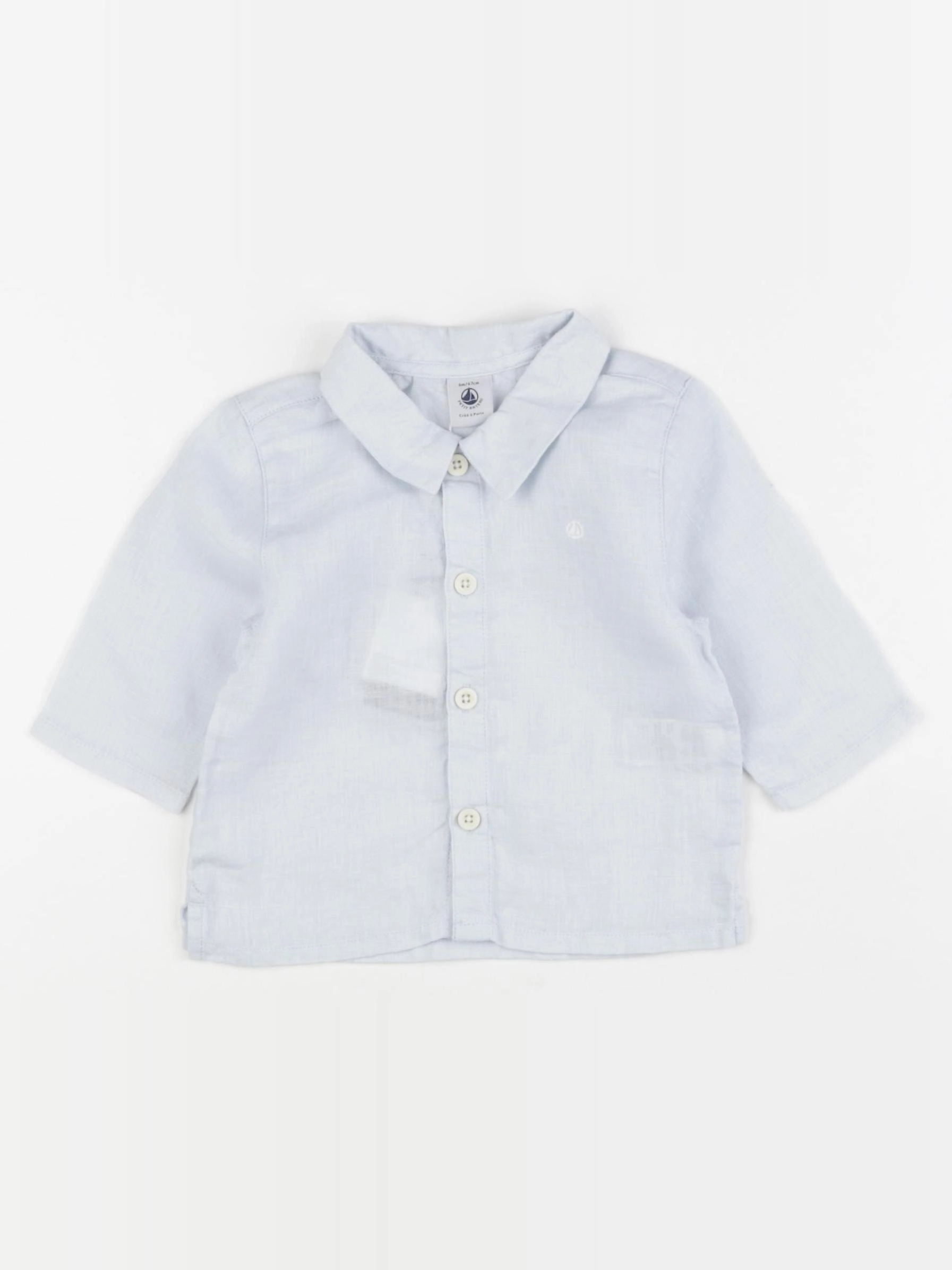 Petit Bateau - chemise bleu - 6 mois