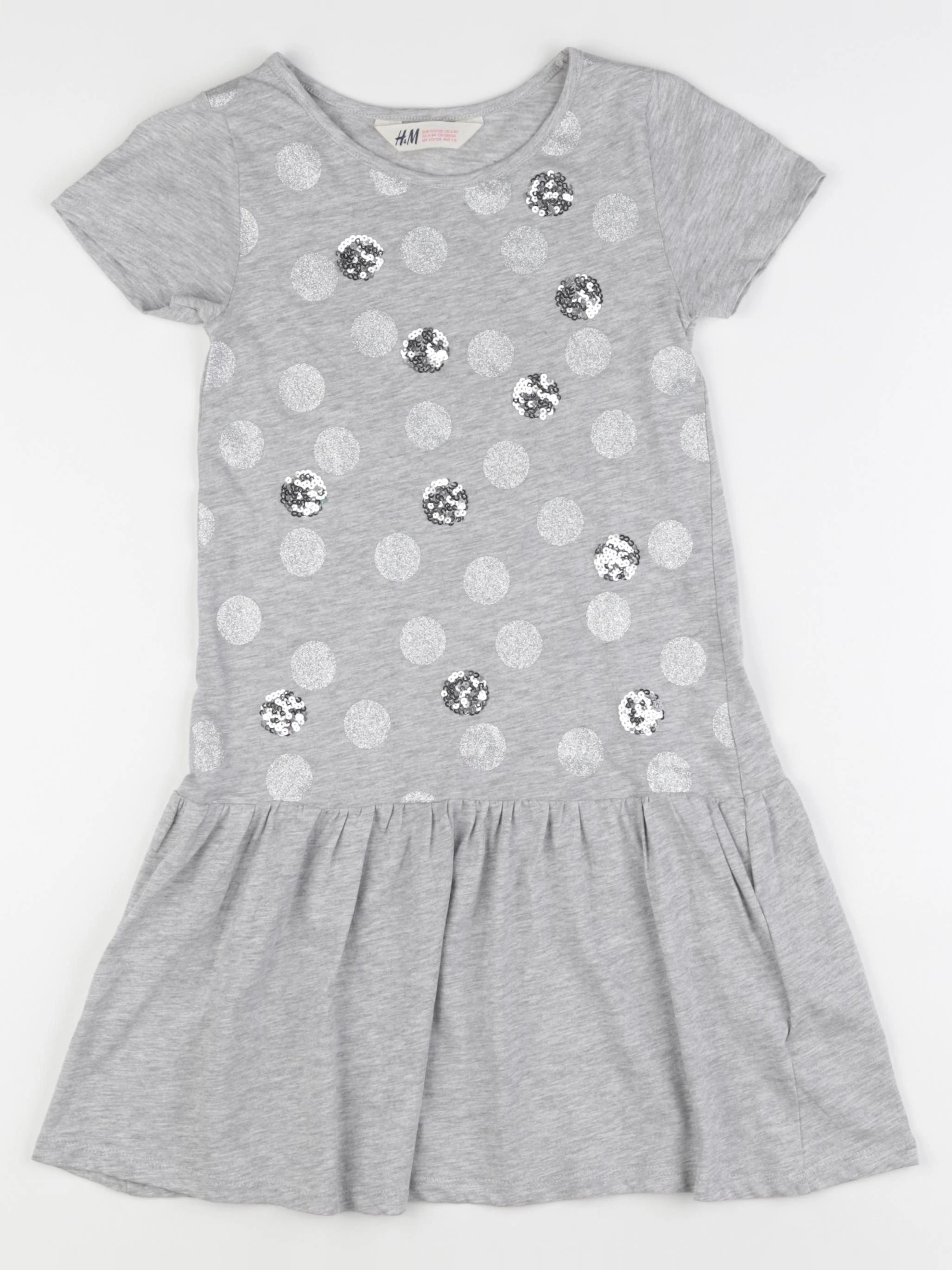 H&M - robe argent, gris - 6/8 ans