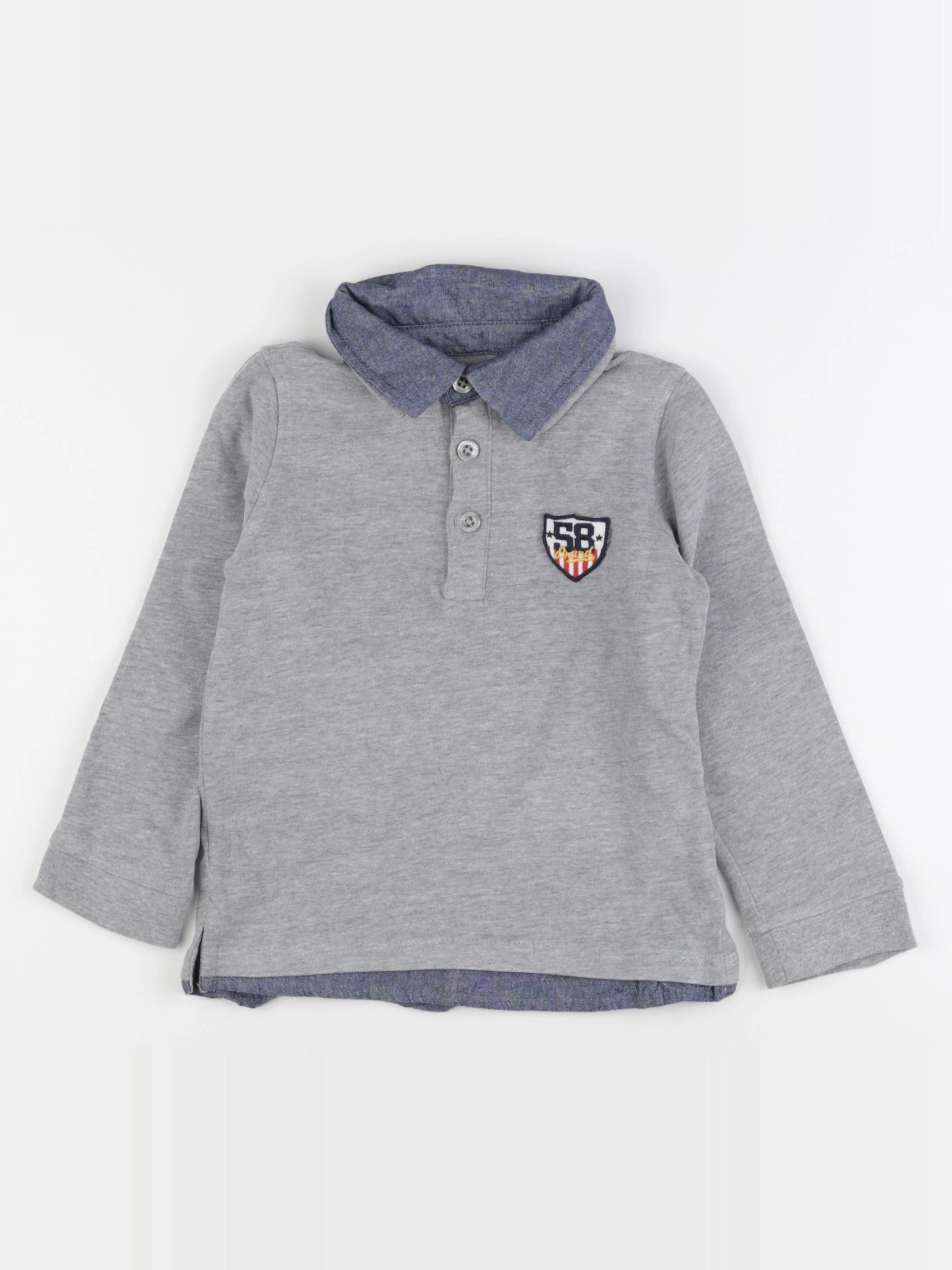 Vertbaudet - polo gris - 6 ans