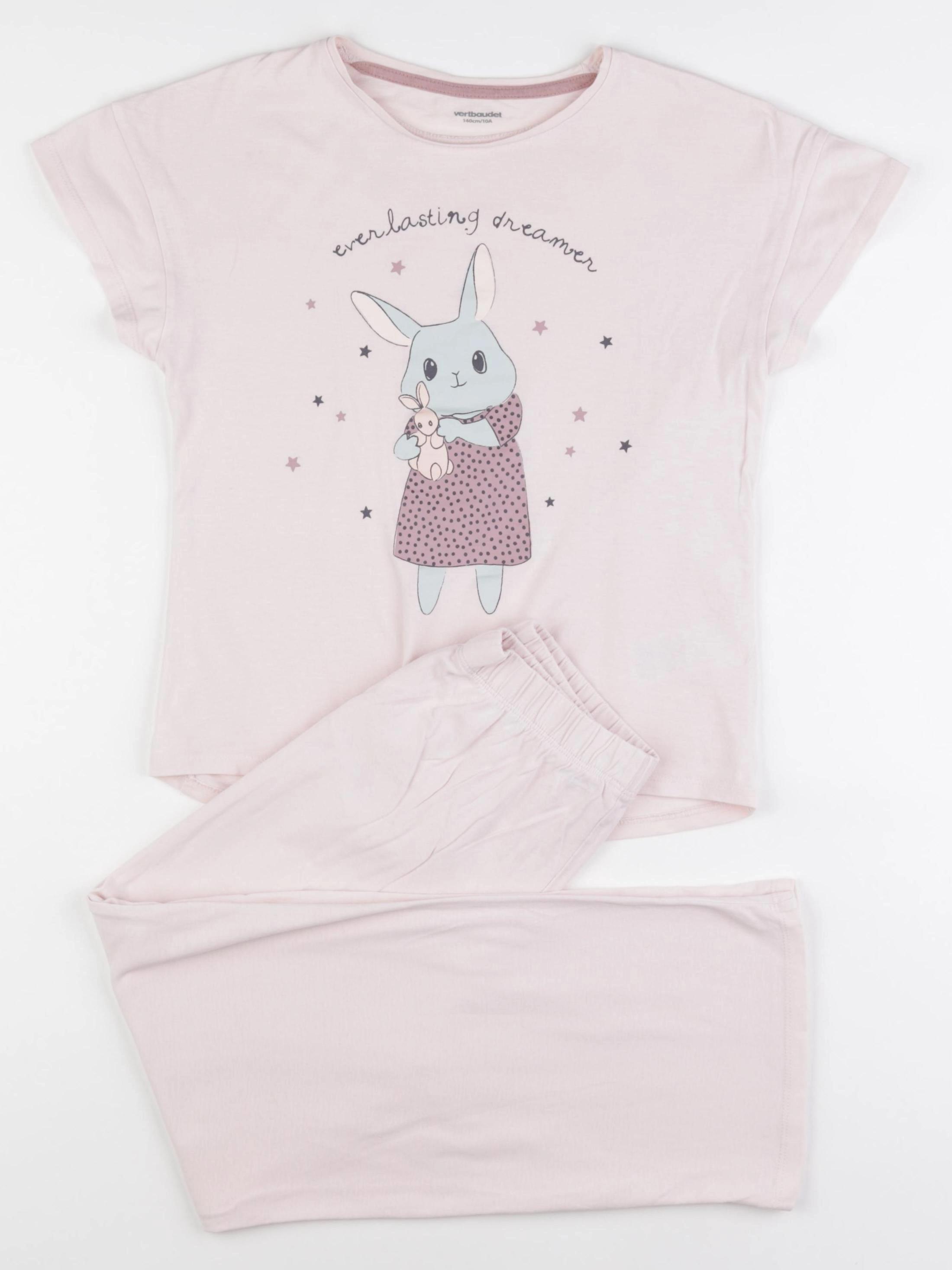Vertbaudet - pyjama coton rose - 10 ans