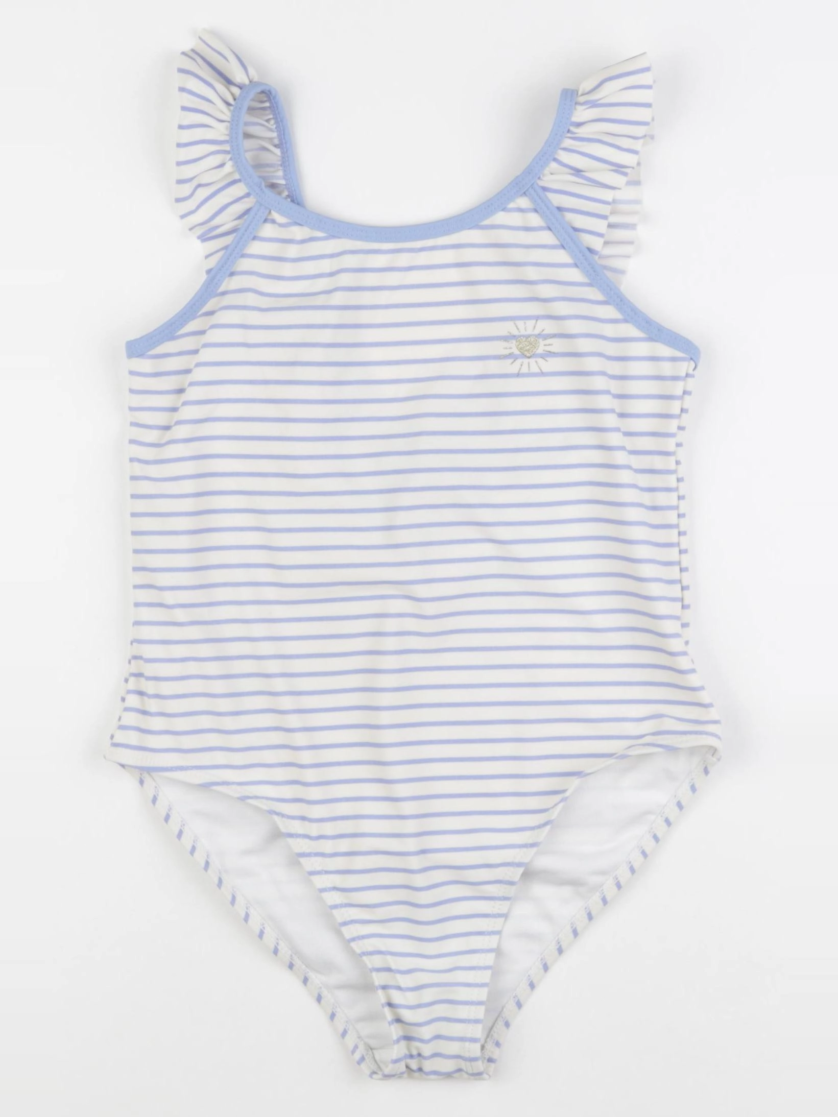 Vertbaudet - maillot de bain blanc, bleu - 10 ans
