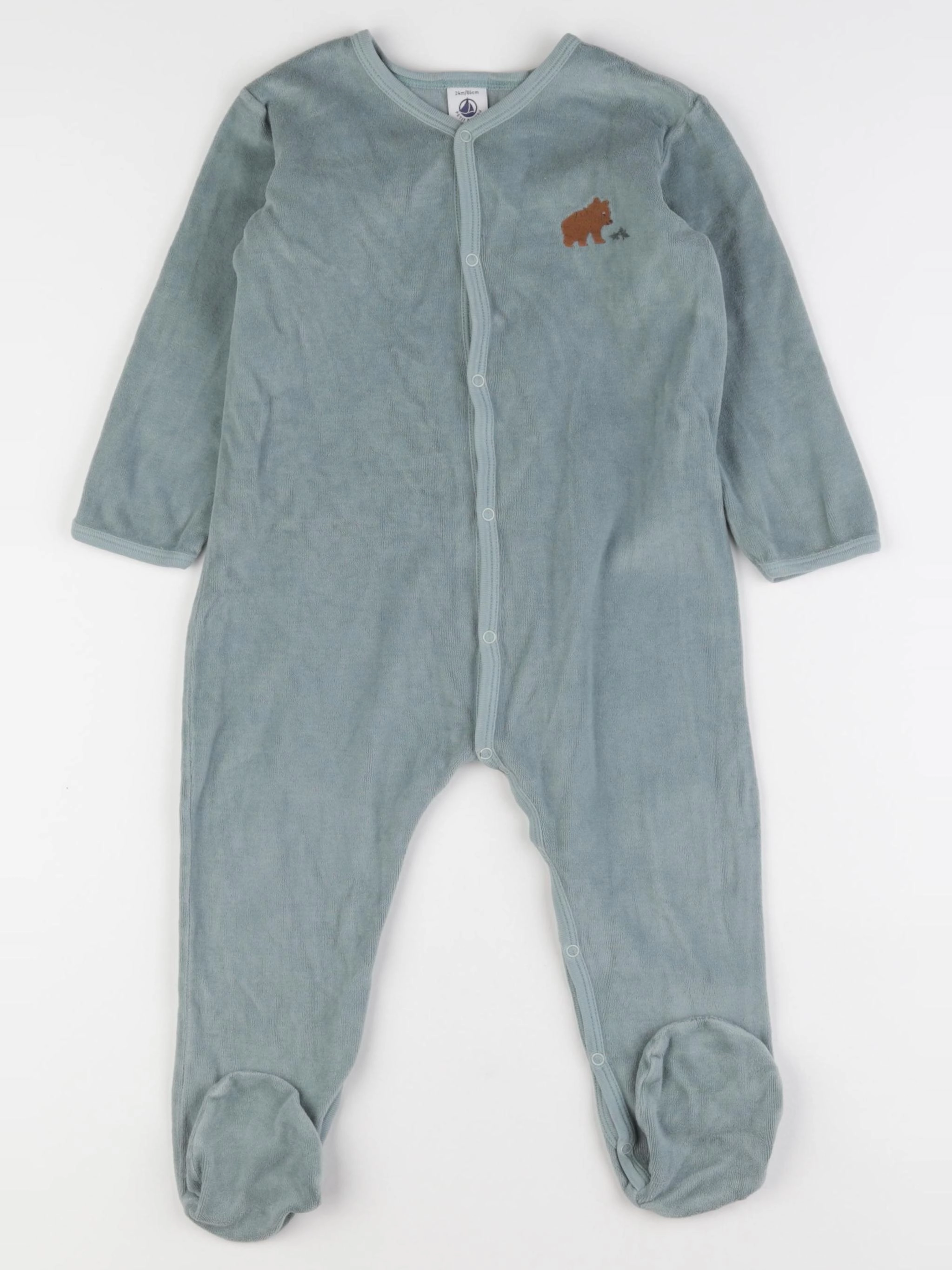 Petit Bateau - pyjama velours vert - 24 mois
