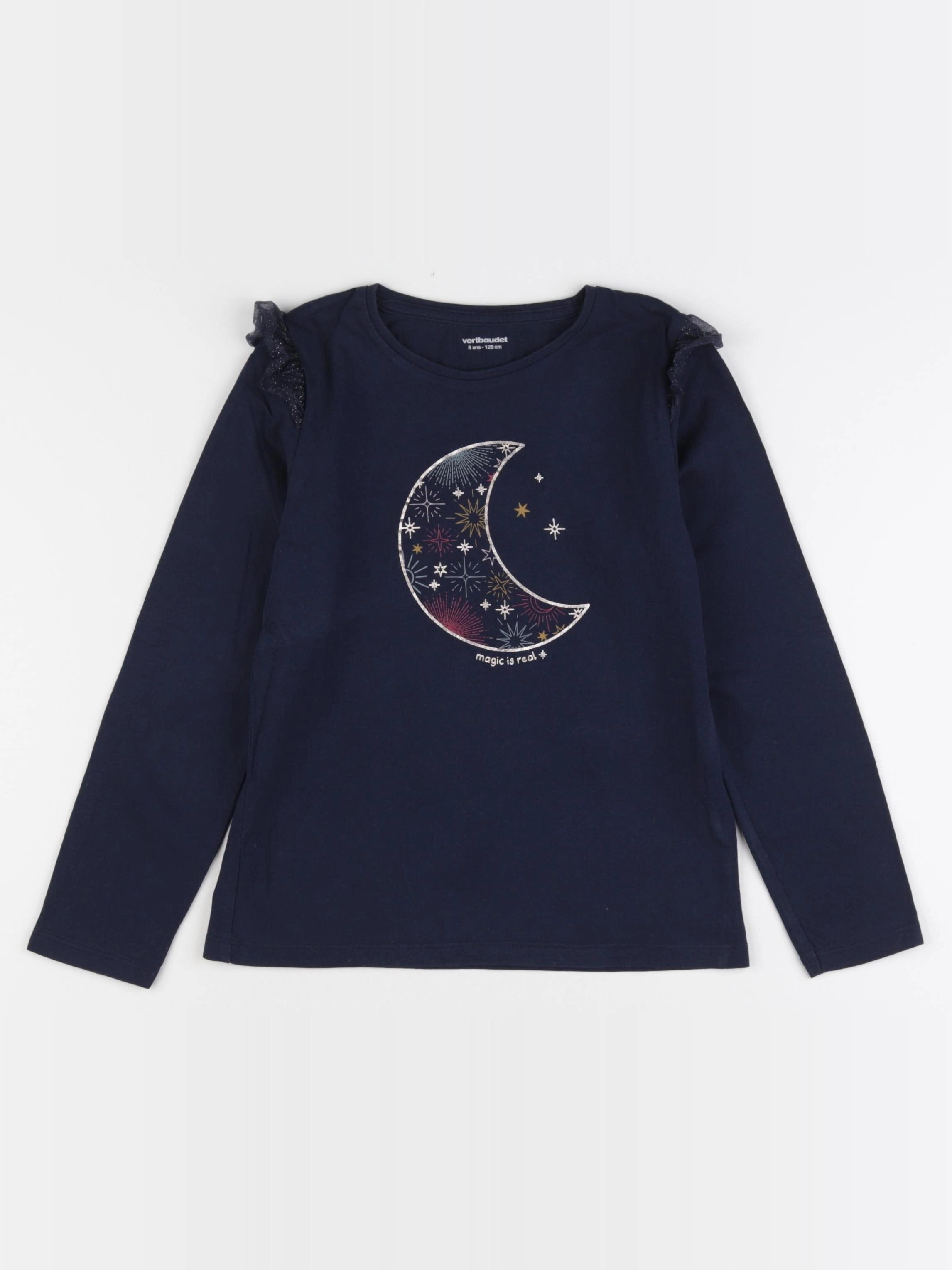 Vertbaudet - tee-shirt or, bleu - 8 ans