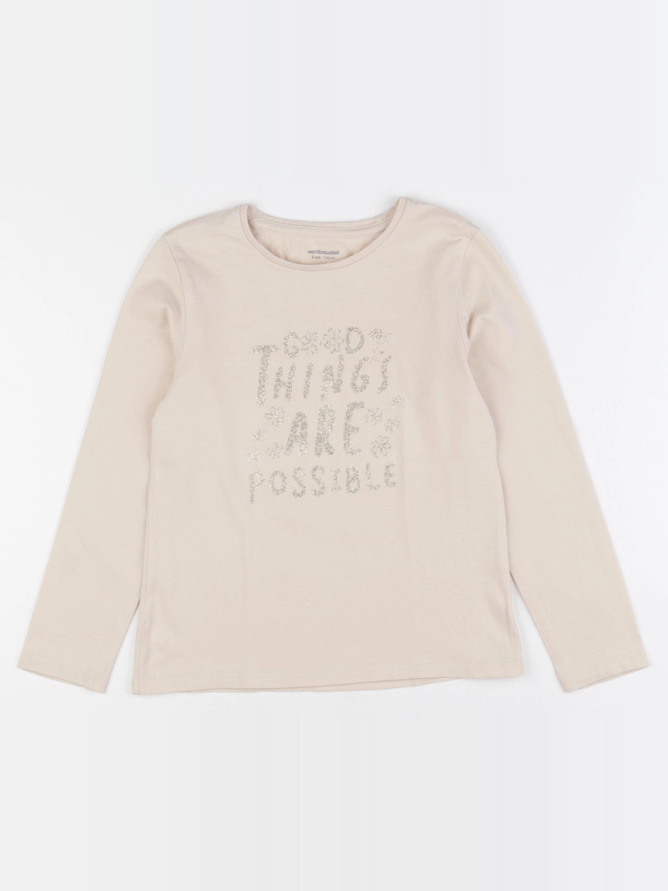 Vertbaudet - tee-shirt blanc, or - 6 ans