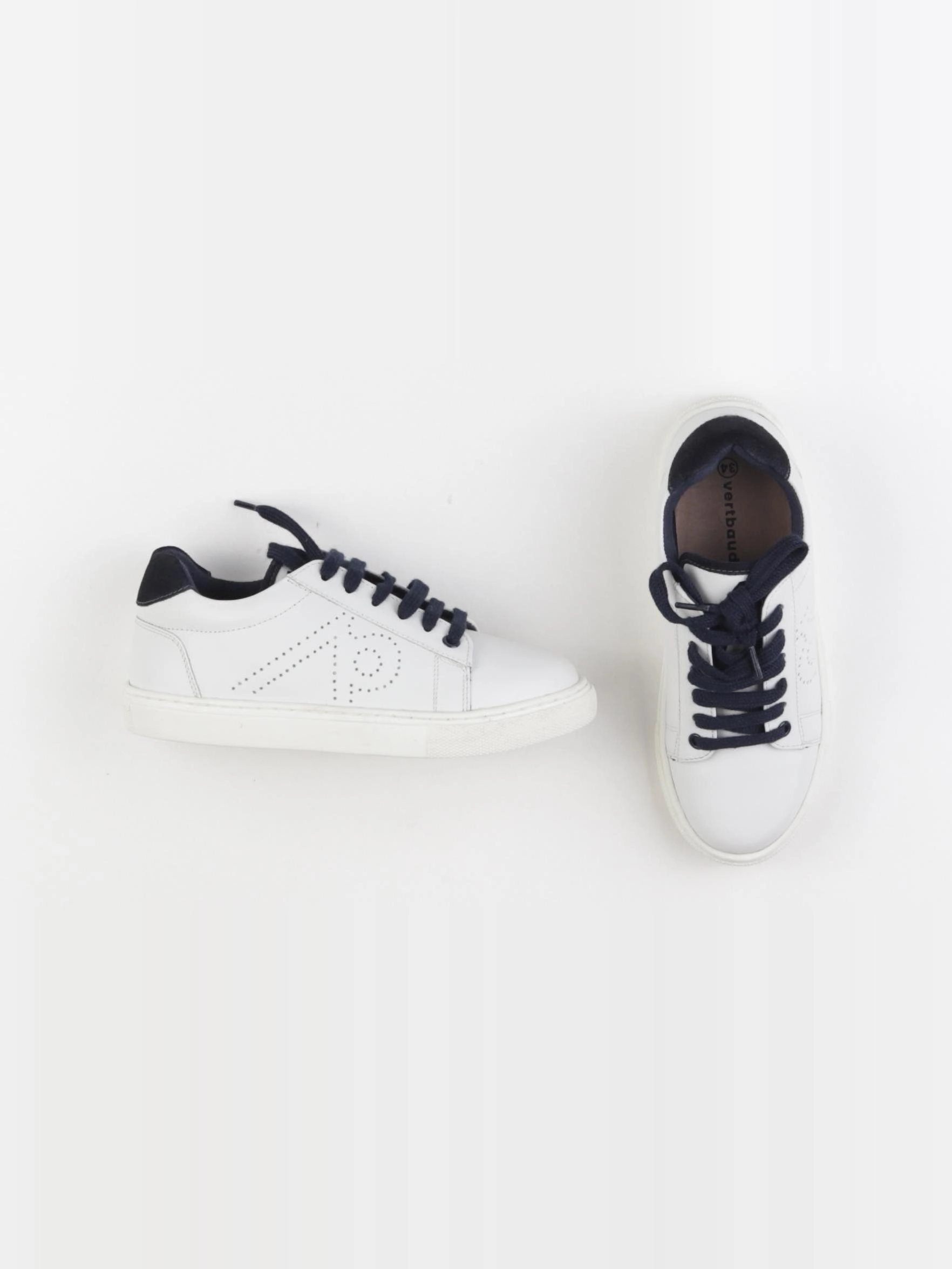 Vertbaudet - tennis à scratch/ lacets blanc - pointure 34
