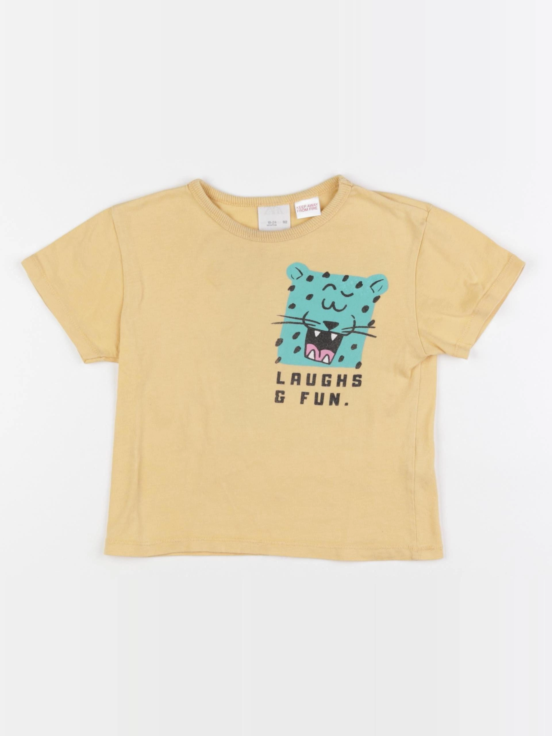 Zara - tee-shirt imprimé au dos jaune - 18/24 mois