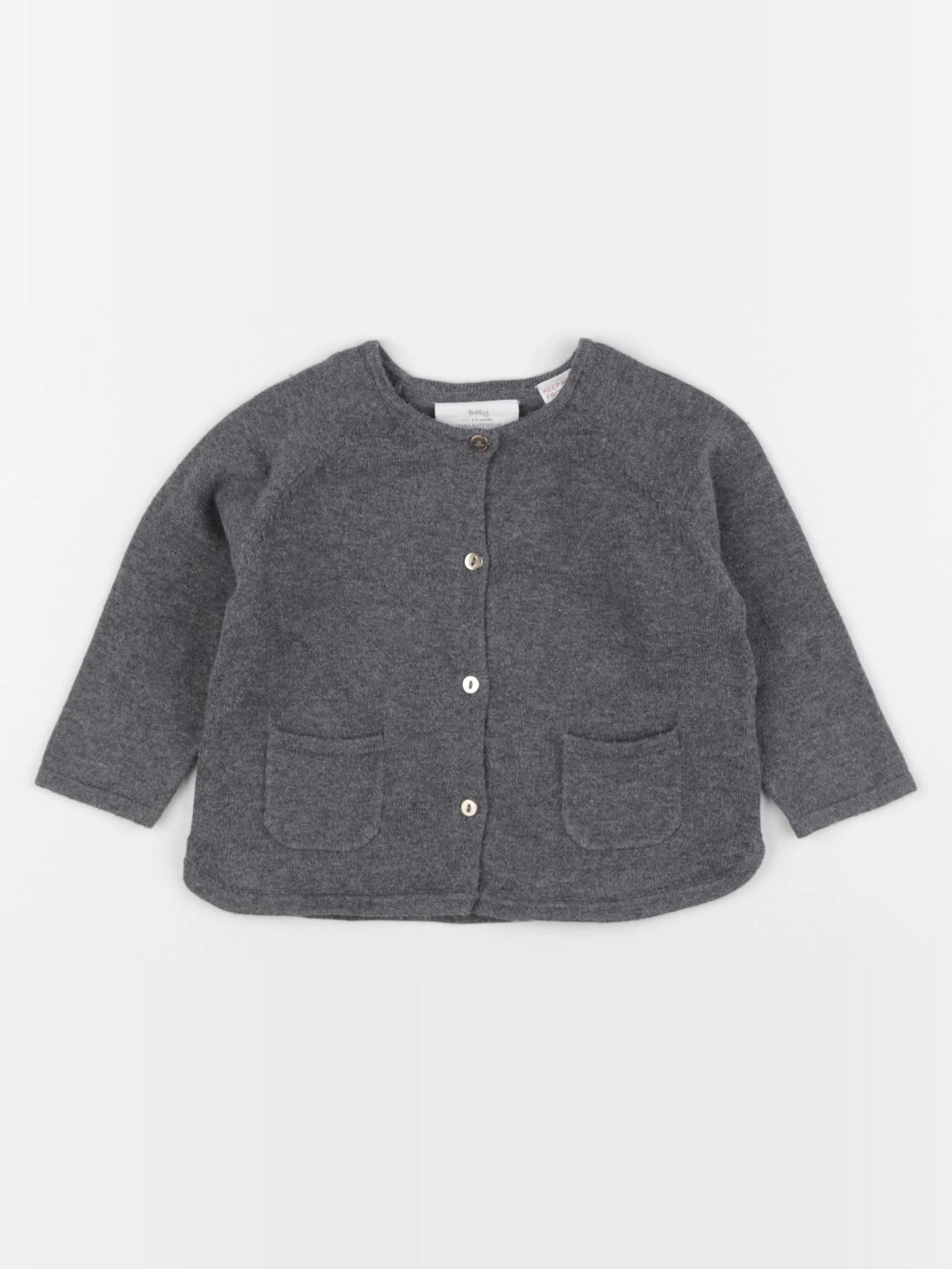 Zara - gilet gris - 6/9 mois