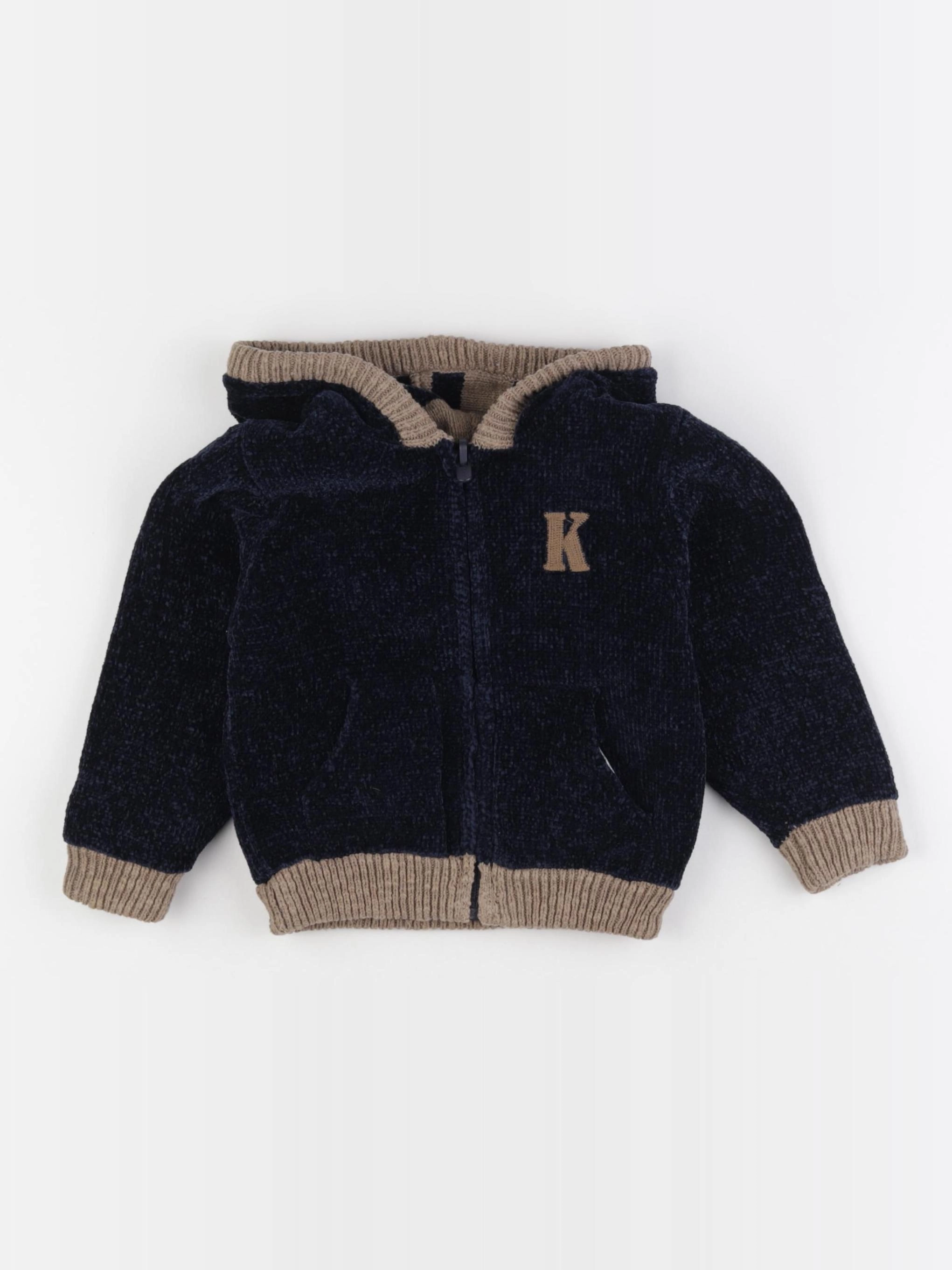 IKKS - gilet réversible marron, bleu - 2 ans