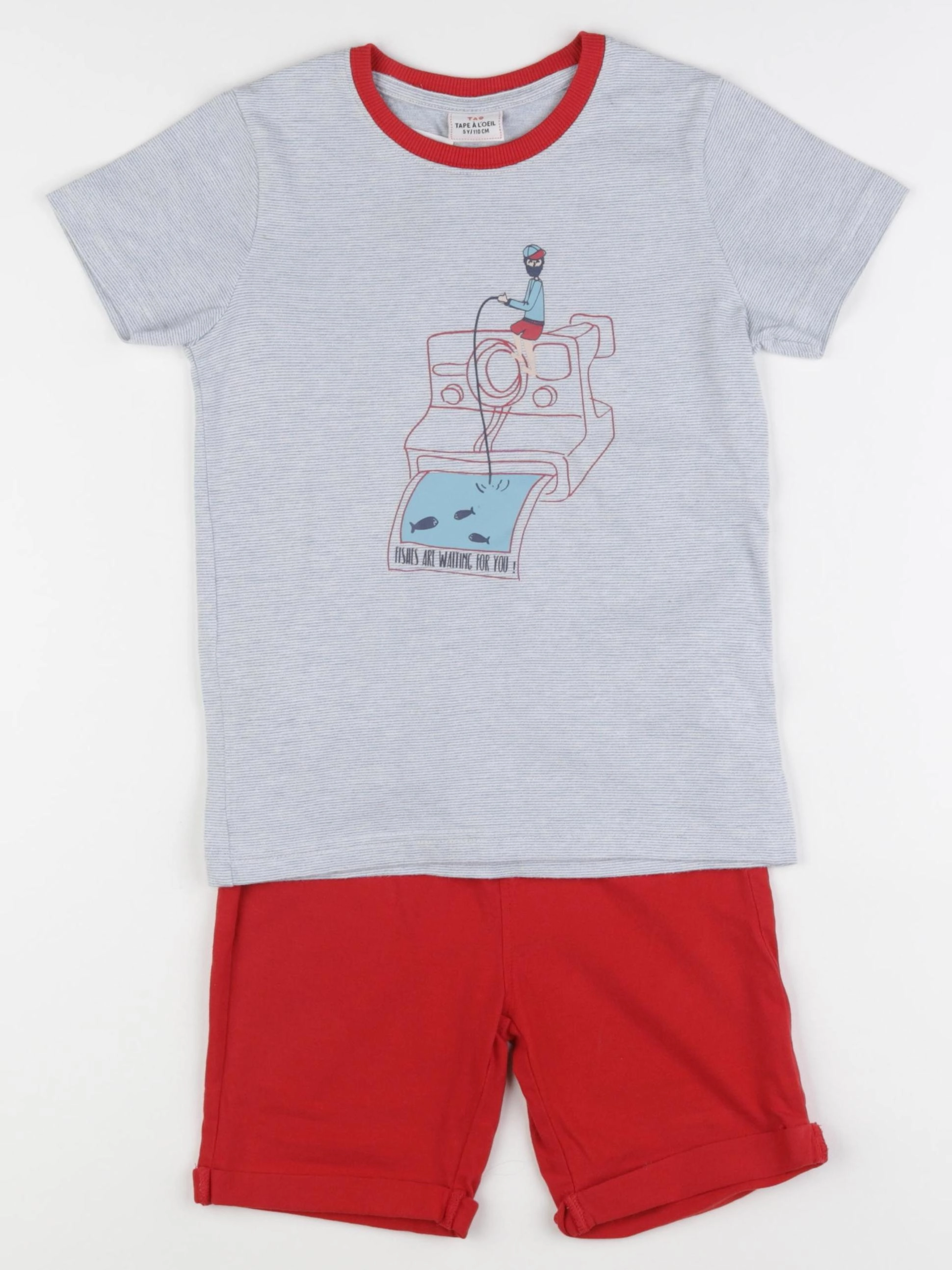 Tape à l'oeil - pyjama coton gris, rouge - 5 ans