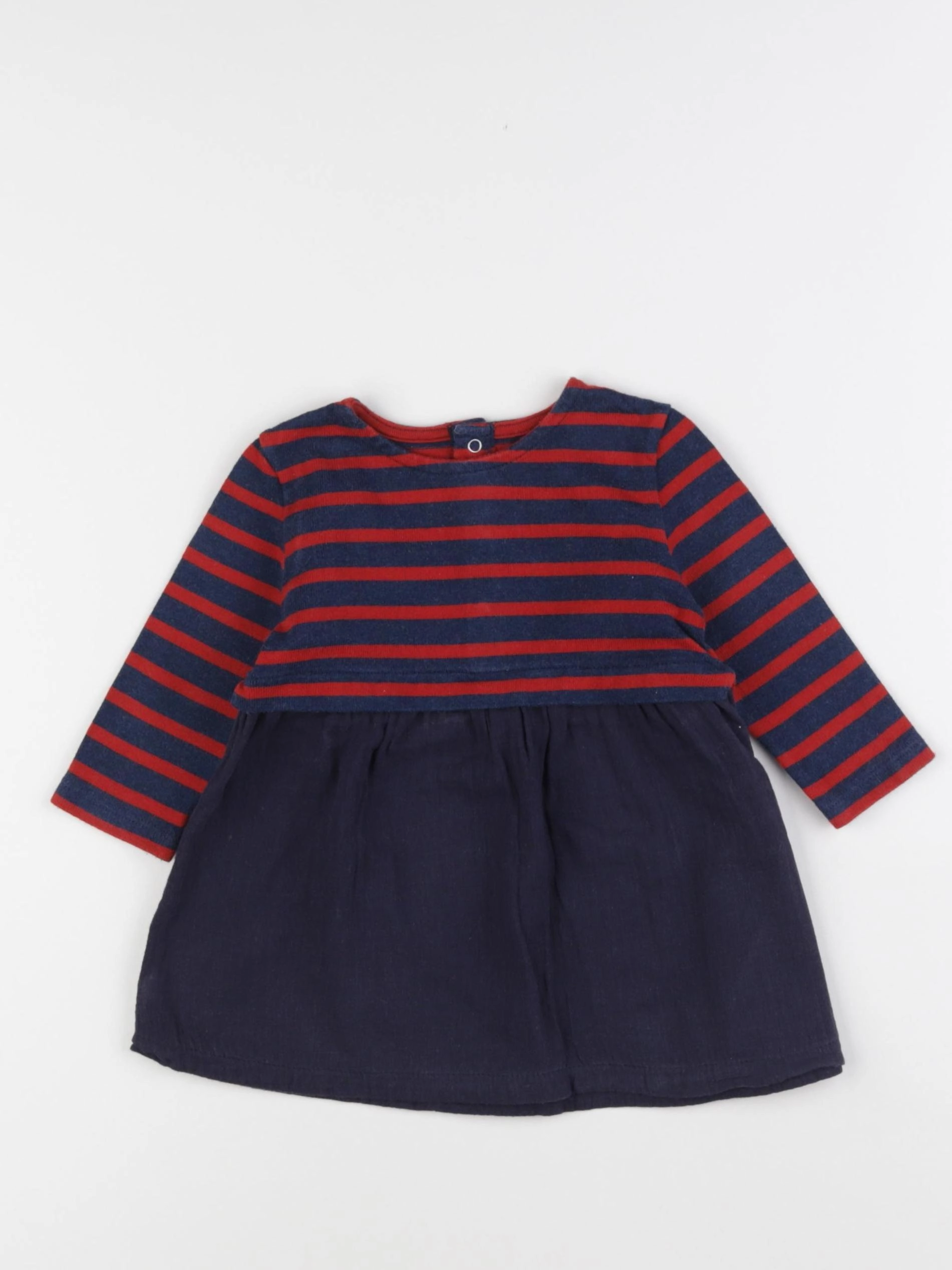 Petit Bateau - robe bleu, rouge - 12 mois
