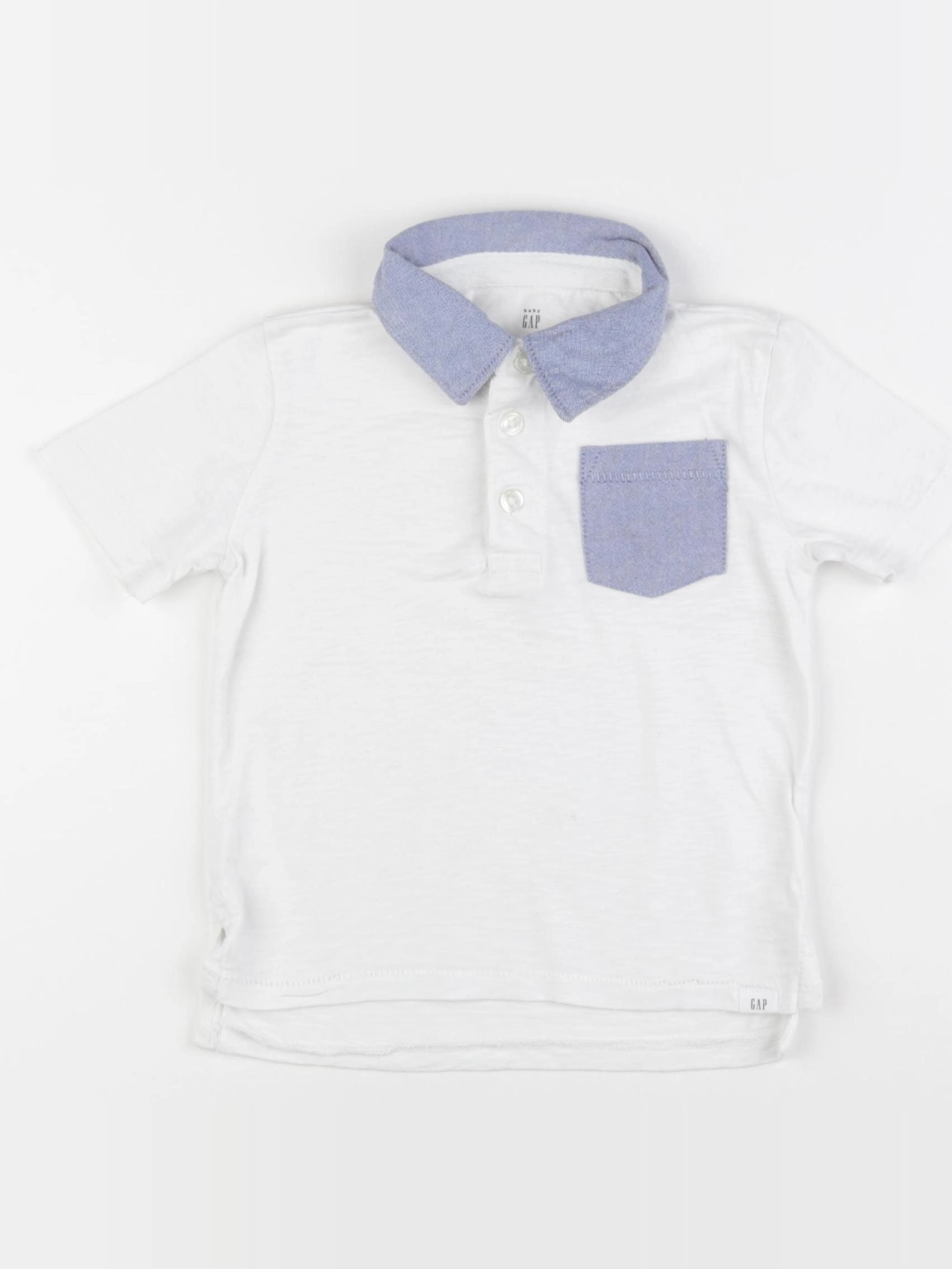 GAP - polo blanc, bleu - 18/24 mois