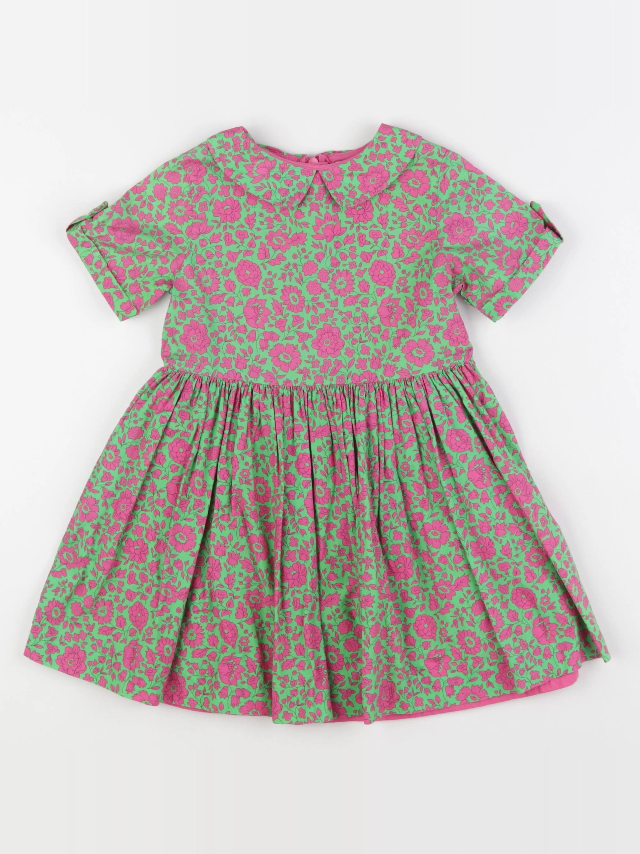 Jacadi - robe liberty vert, rose - 3 ans