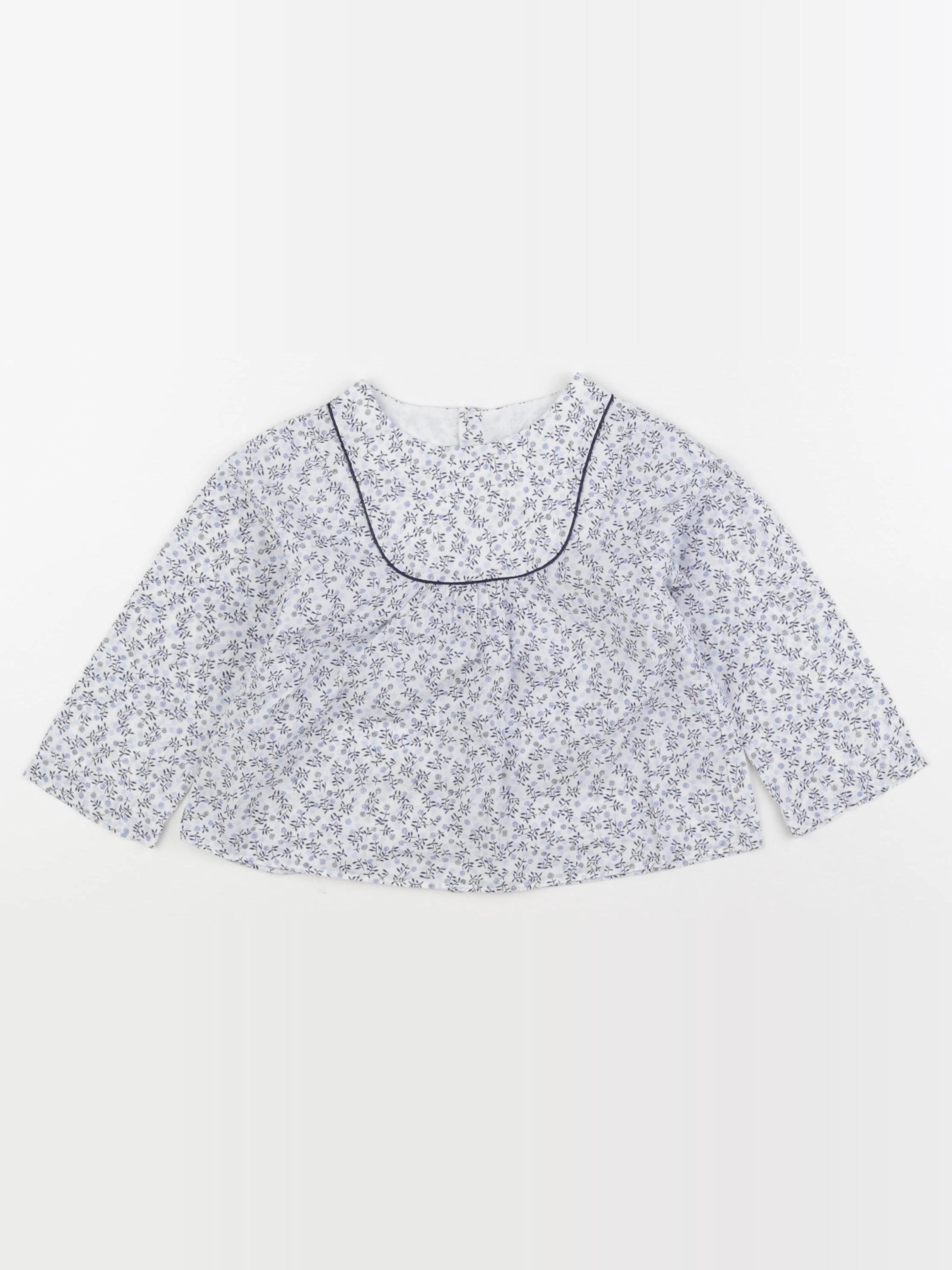 Jacadi - blouse blanc, bleu - 24 mois