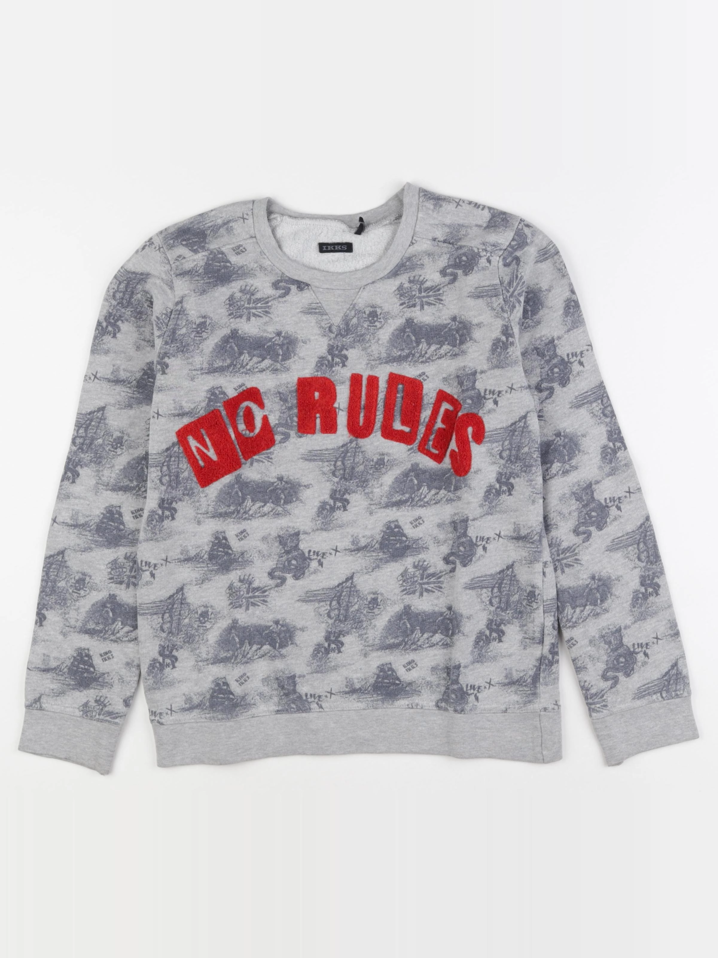 IKKS - sweat gris, bleu - 10 ans