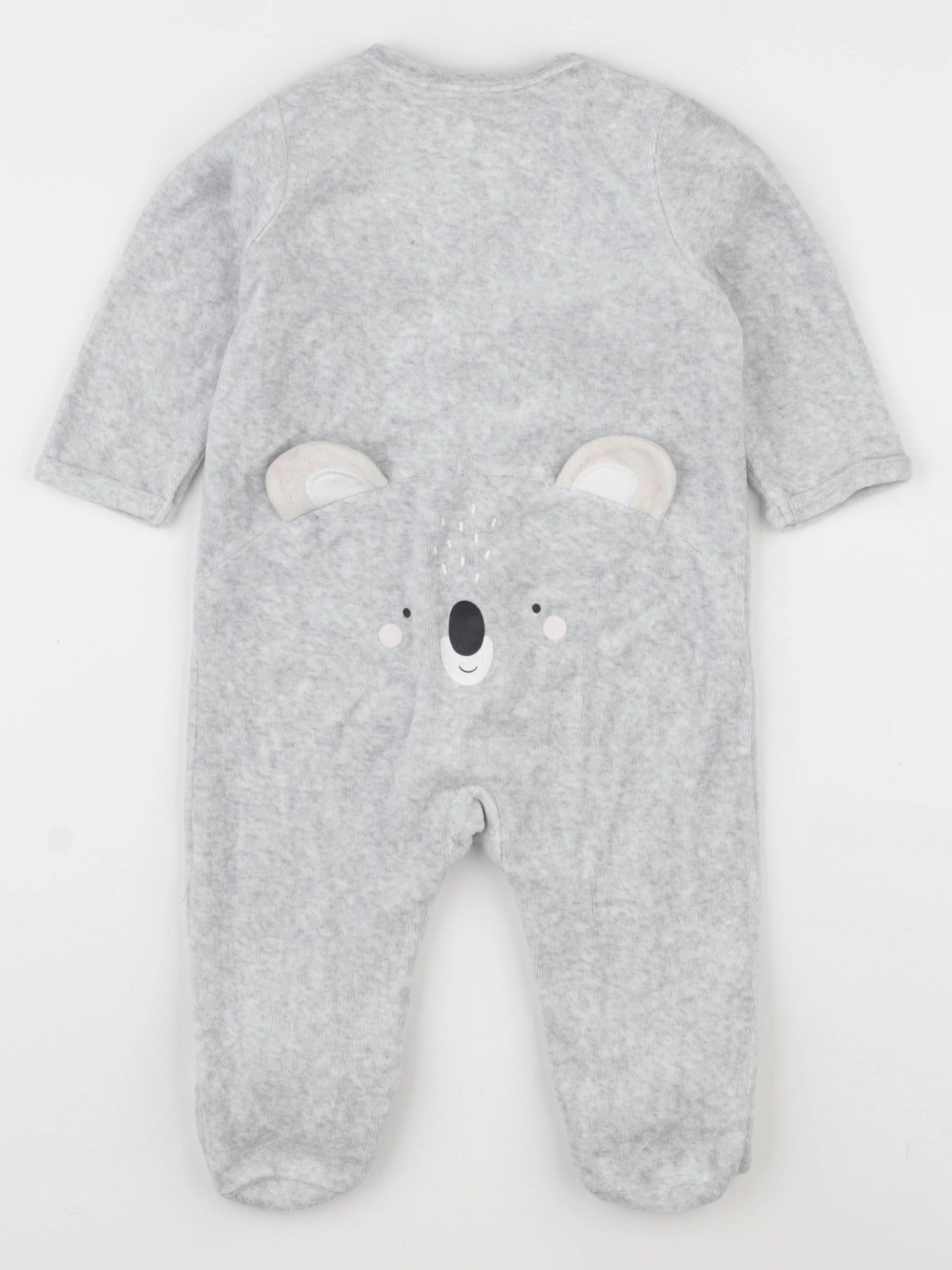 Vertbaudet - pyjama velours gris - 9 mois