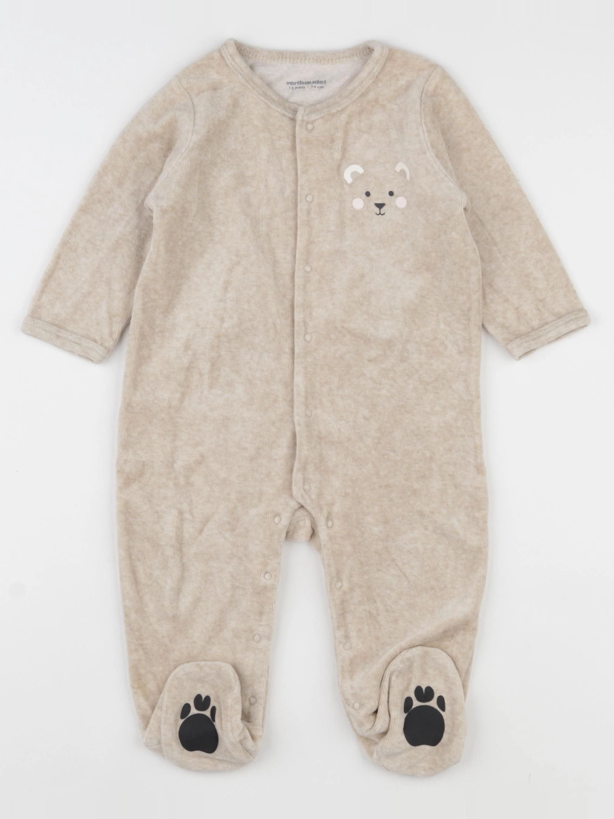Vertbaudet - pyjama velours marron - 12 mois