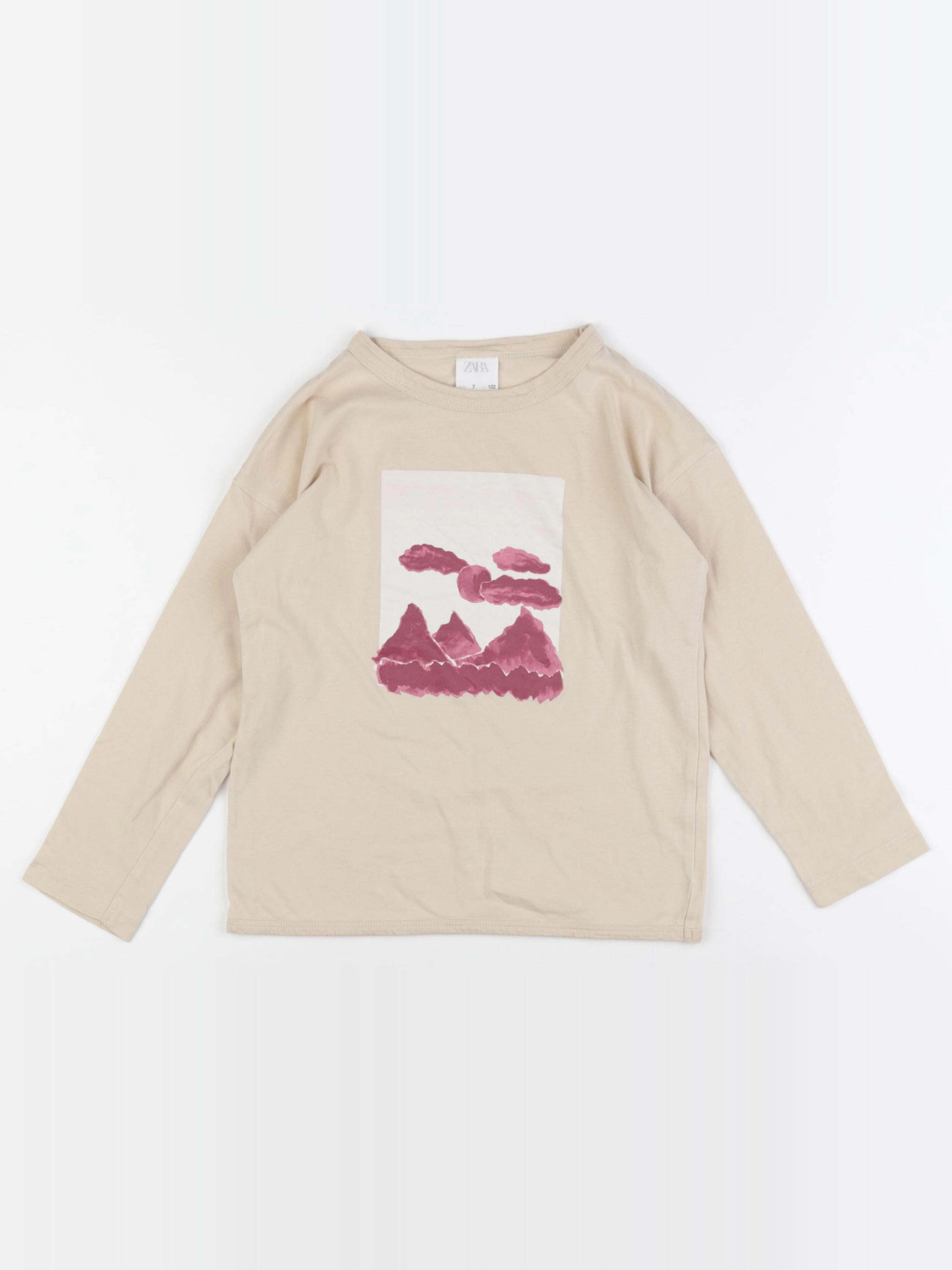 Zara - tee-shirt beige - 7 ans