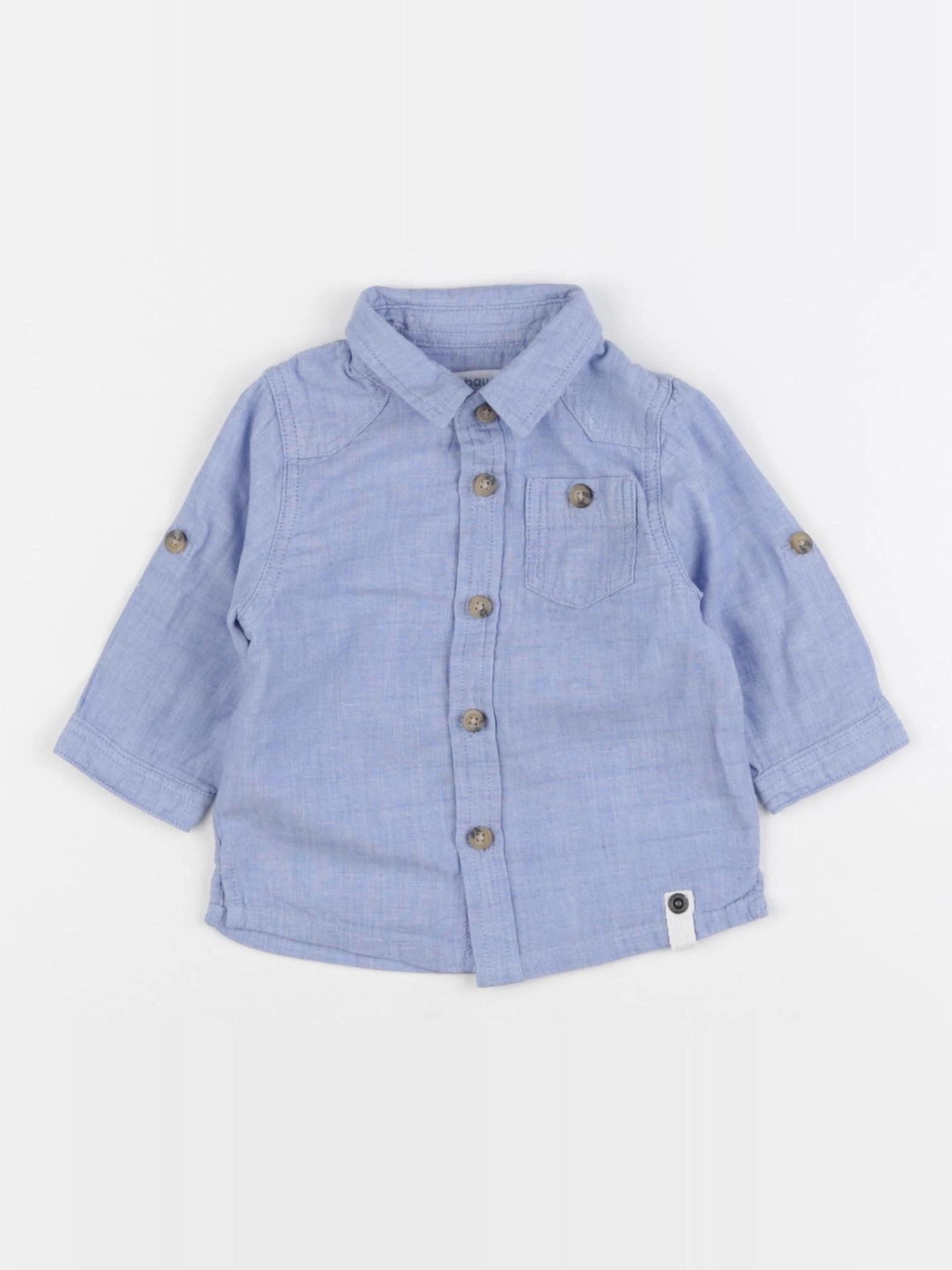 Vertbaudet - chemise bleu - 9 mois