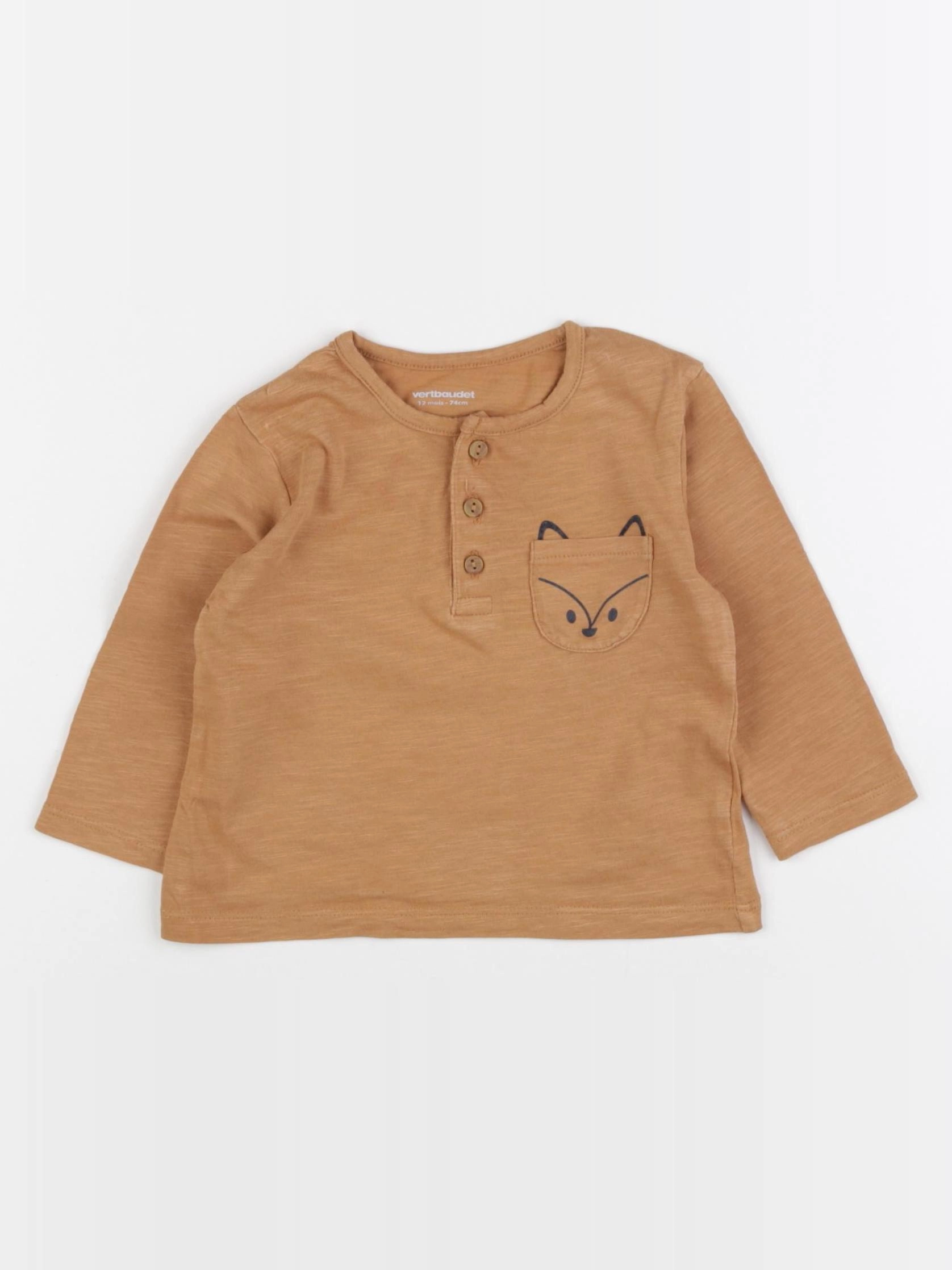Vertbaudet - tee-shirt marron - 12 mois