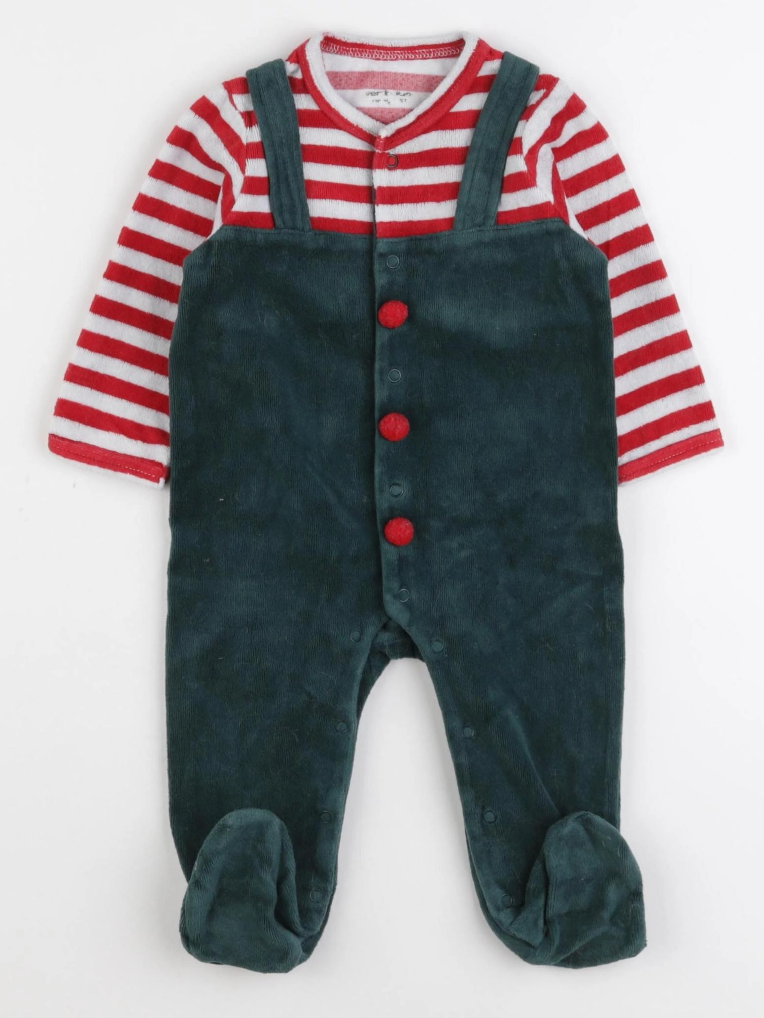 Vertbaudet - pyjama velours vert - 6 mois
