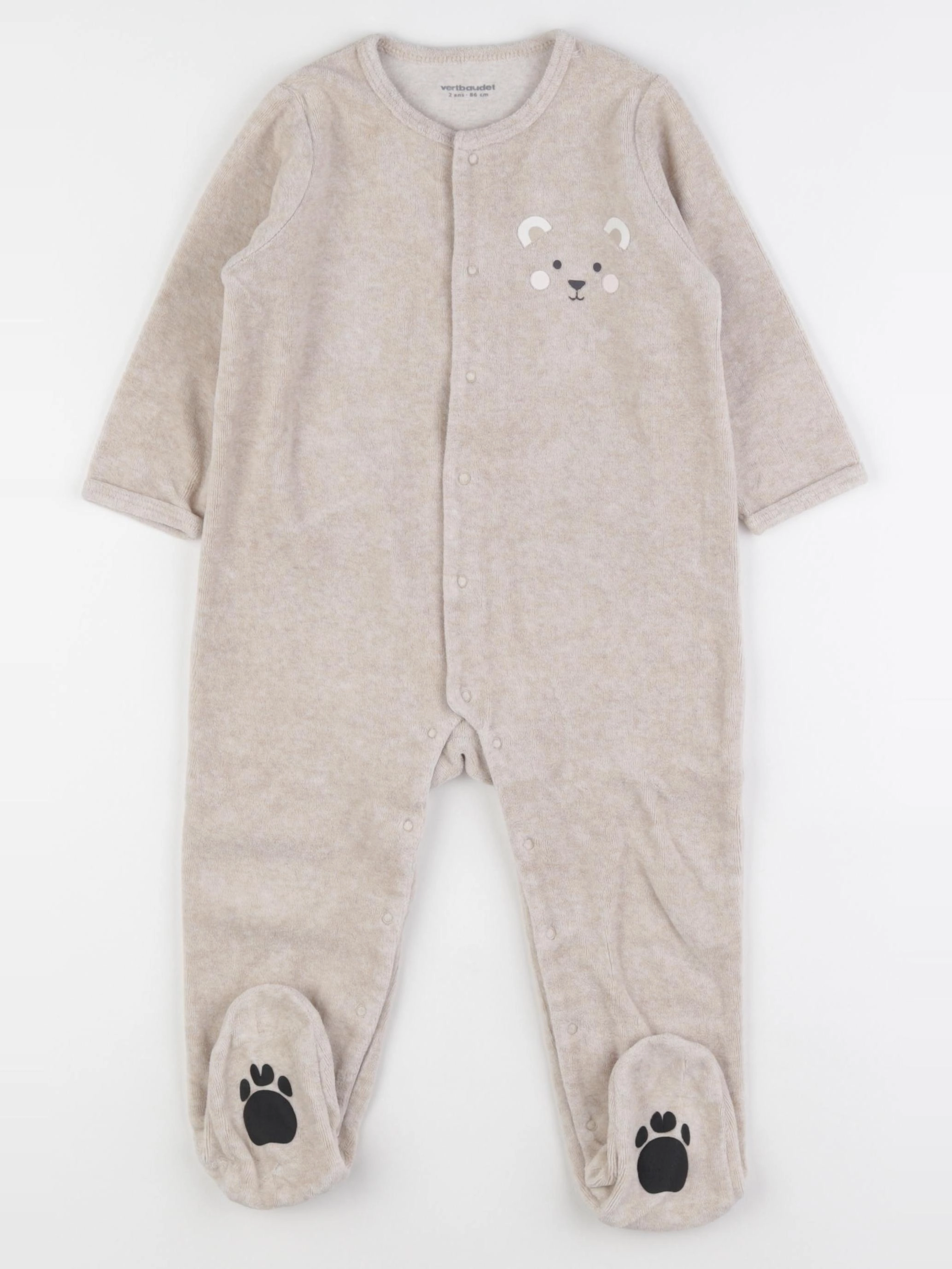 Vertbaudet - pyjama velours beige - 2 ans