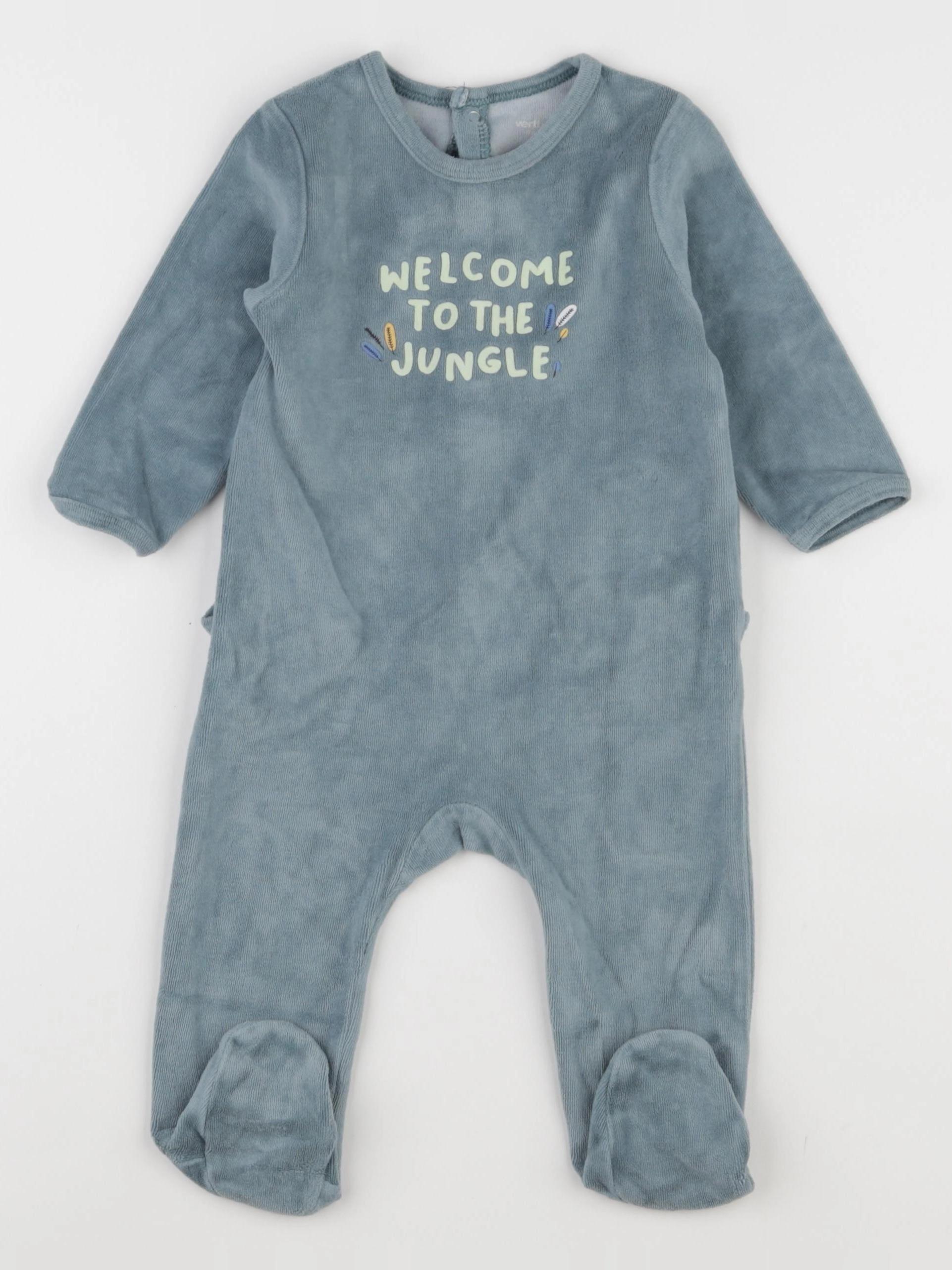 Vertbaudet - pyjama velours bleu - 9 mois