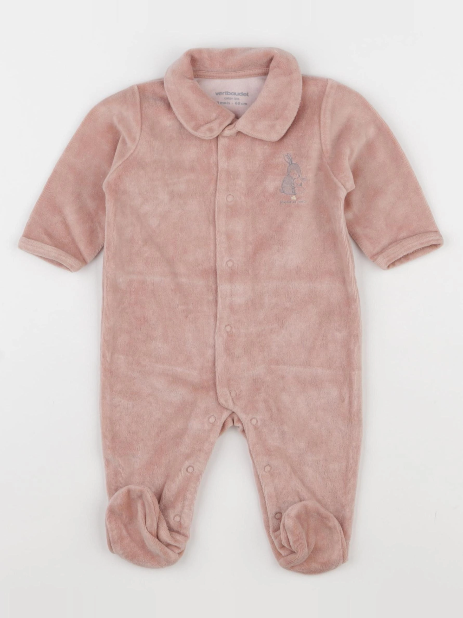 Vertbaudet - pyjama velours rose - 3 mois