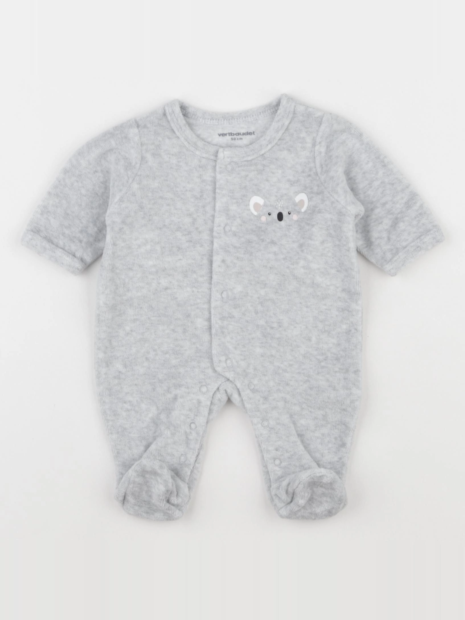 Vertbaudet - pyjama velours gris - 0 mois