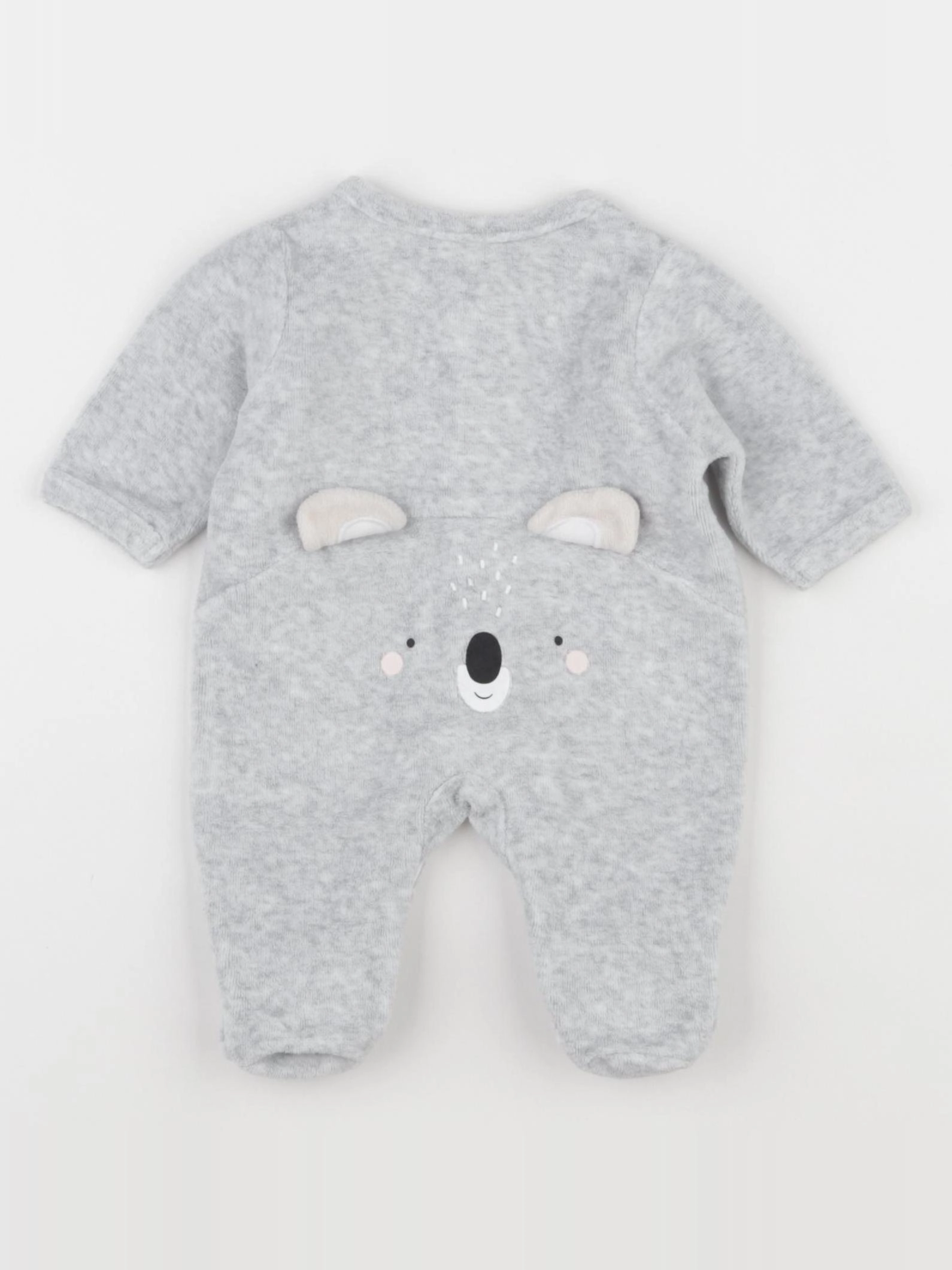 Vertbaudet - pyjama velours gris - 0 mois