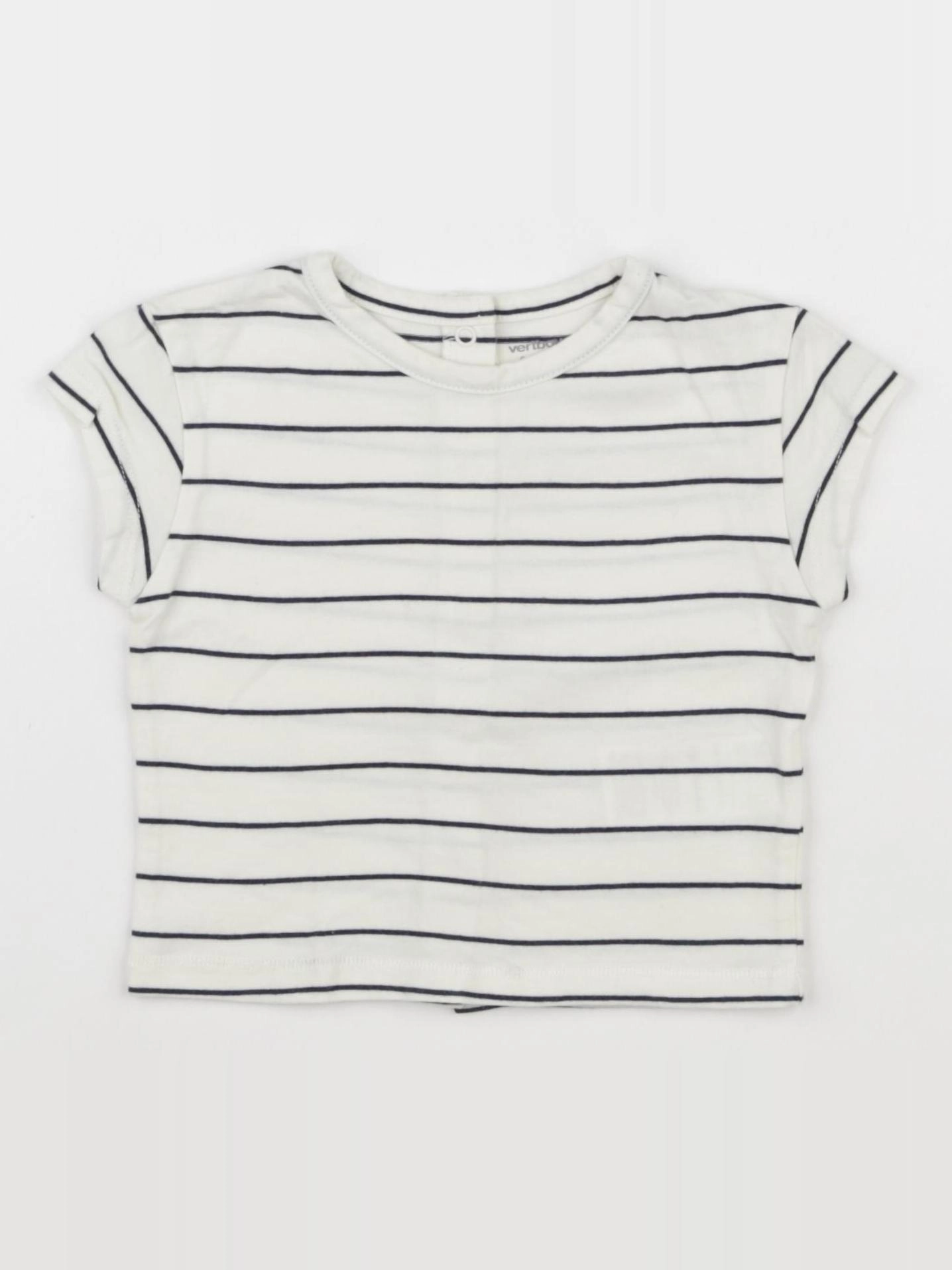 Vertbaudet - tee-shirt beige, bleu - 6 mois