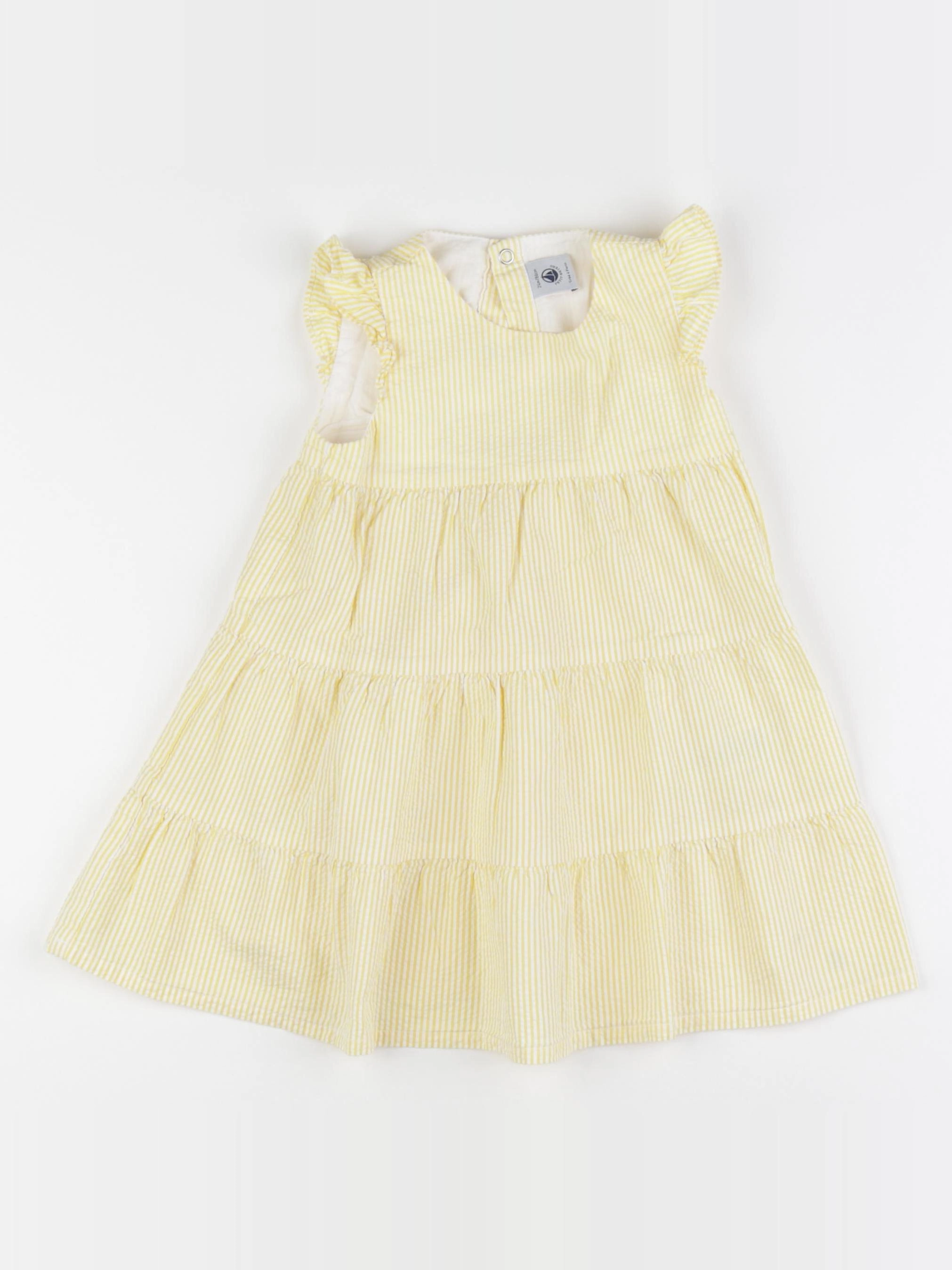 Petit Bateau - robe jaune, blanc - 24 mois