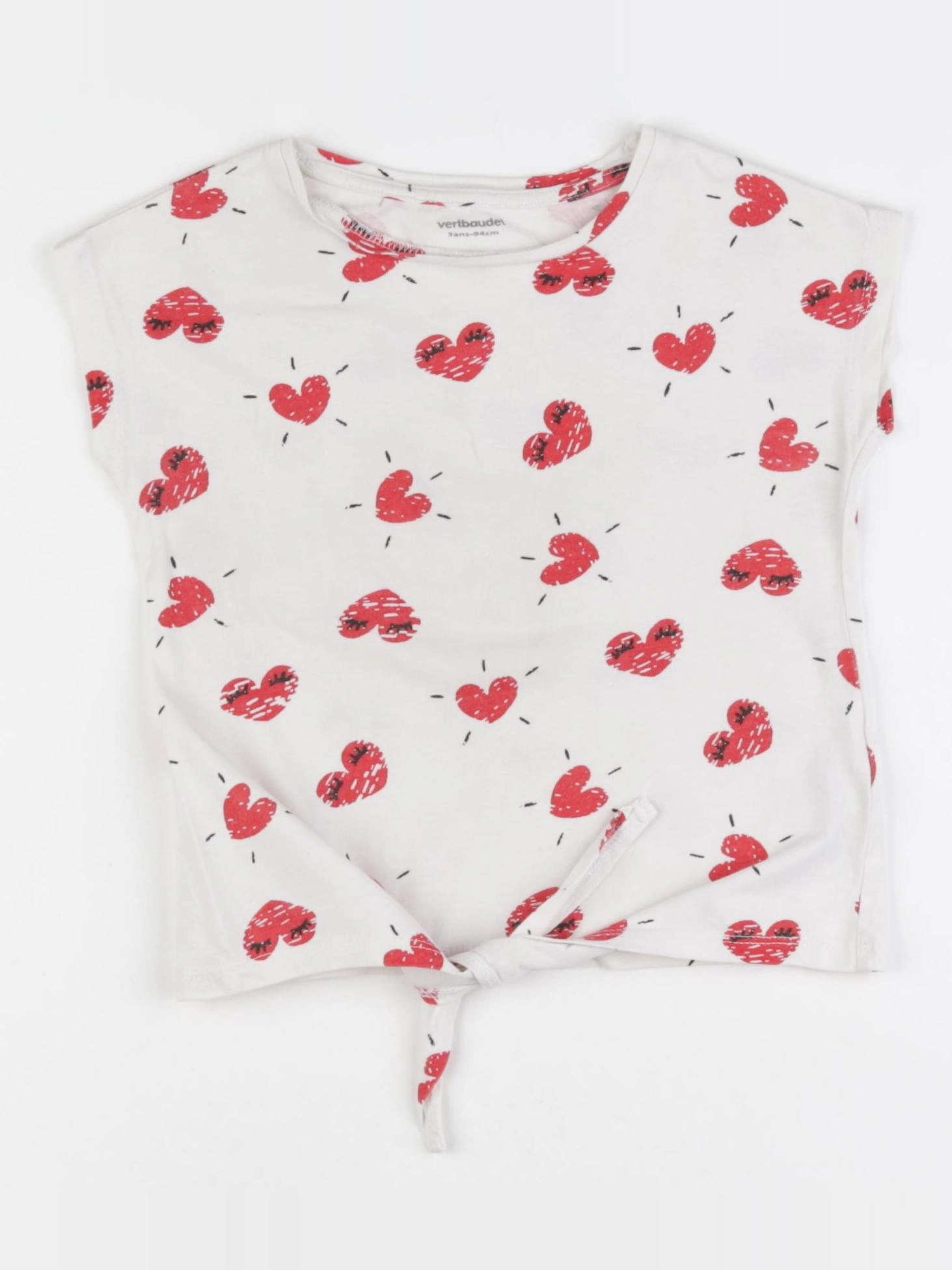 Vertbaudet - tee-shirt beige, rouge - 3 ans