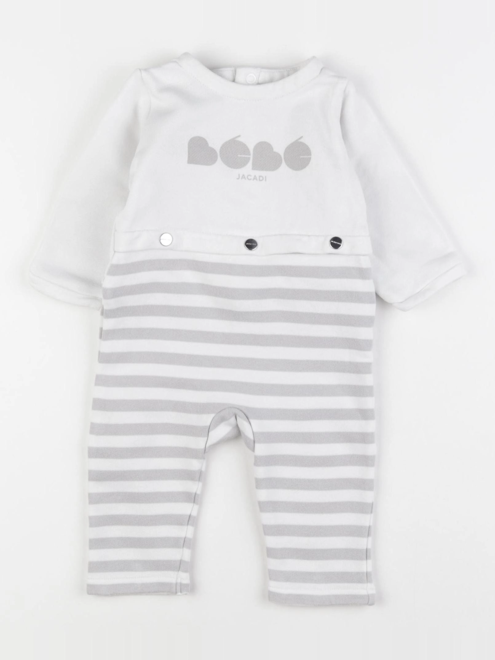 Jacadi - combinaison coton blanc, gris - 6 mois