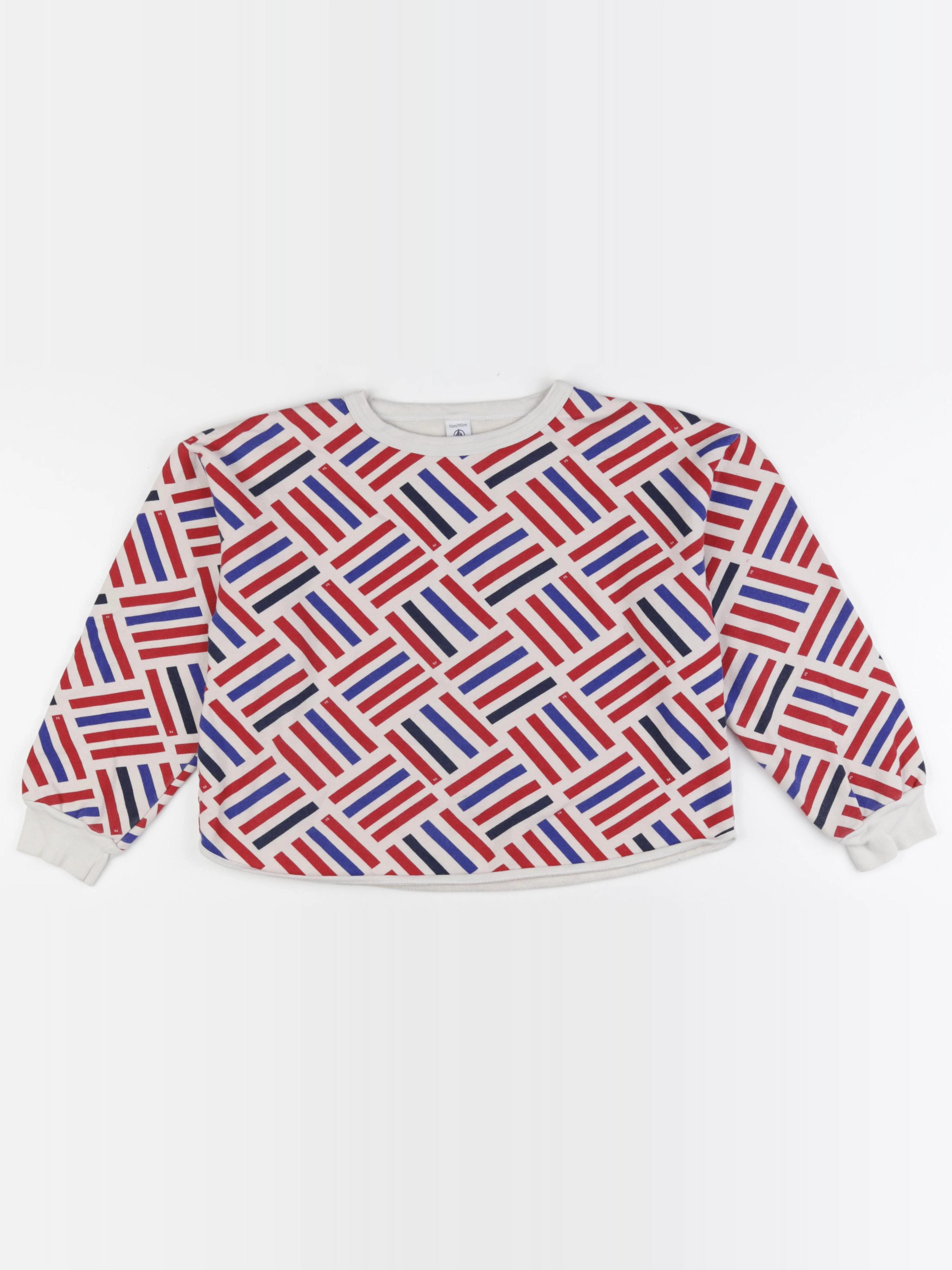 Petit Bateau - sweat bleu, blanc, rouge - 12 ans