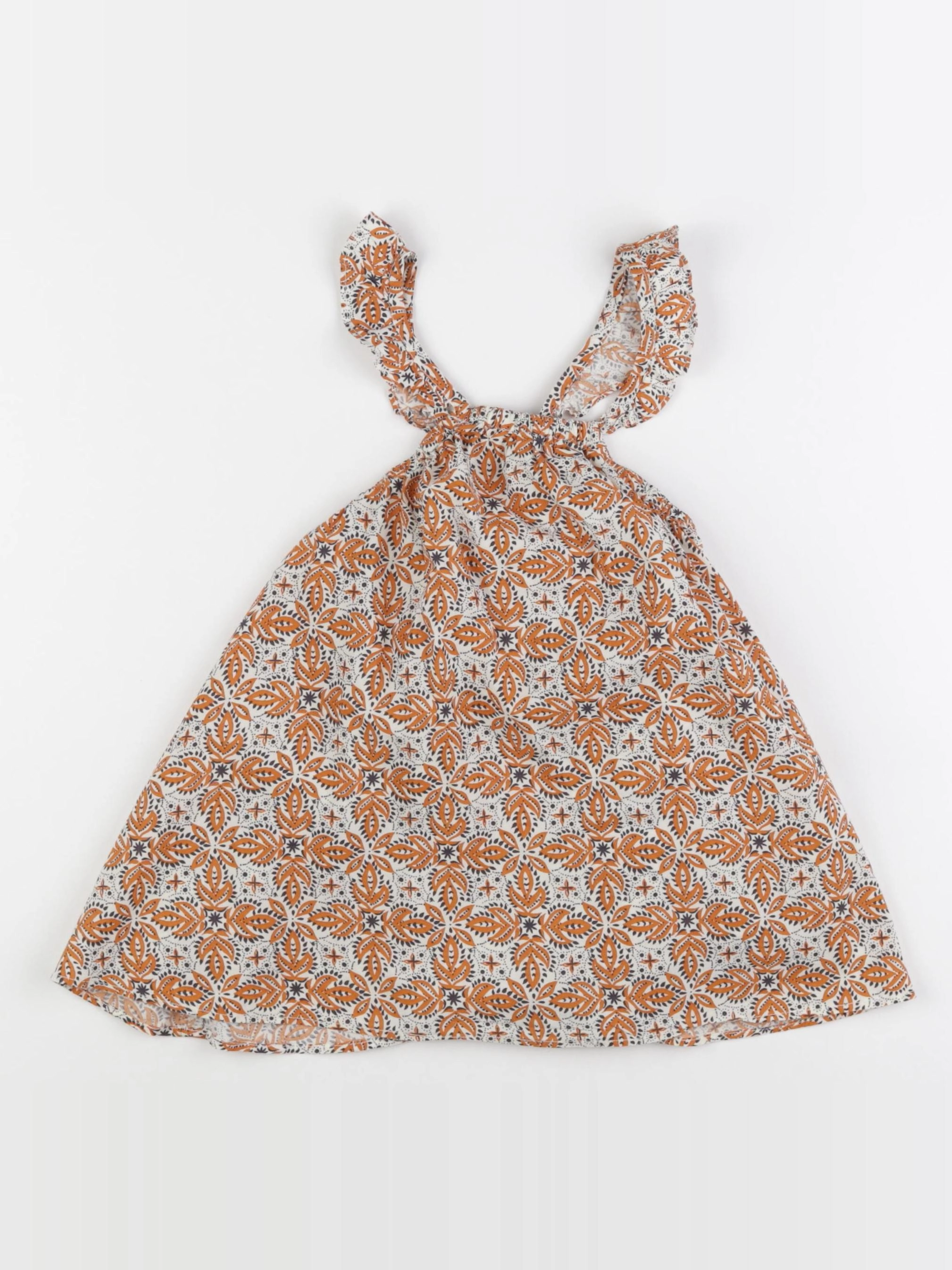 Vertbaudet - robe marron, beige - 2 ans