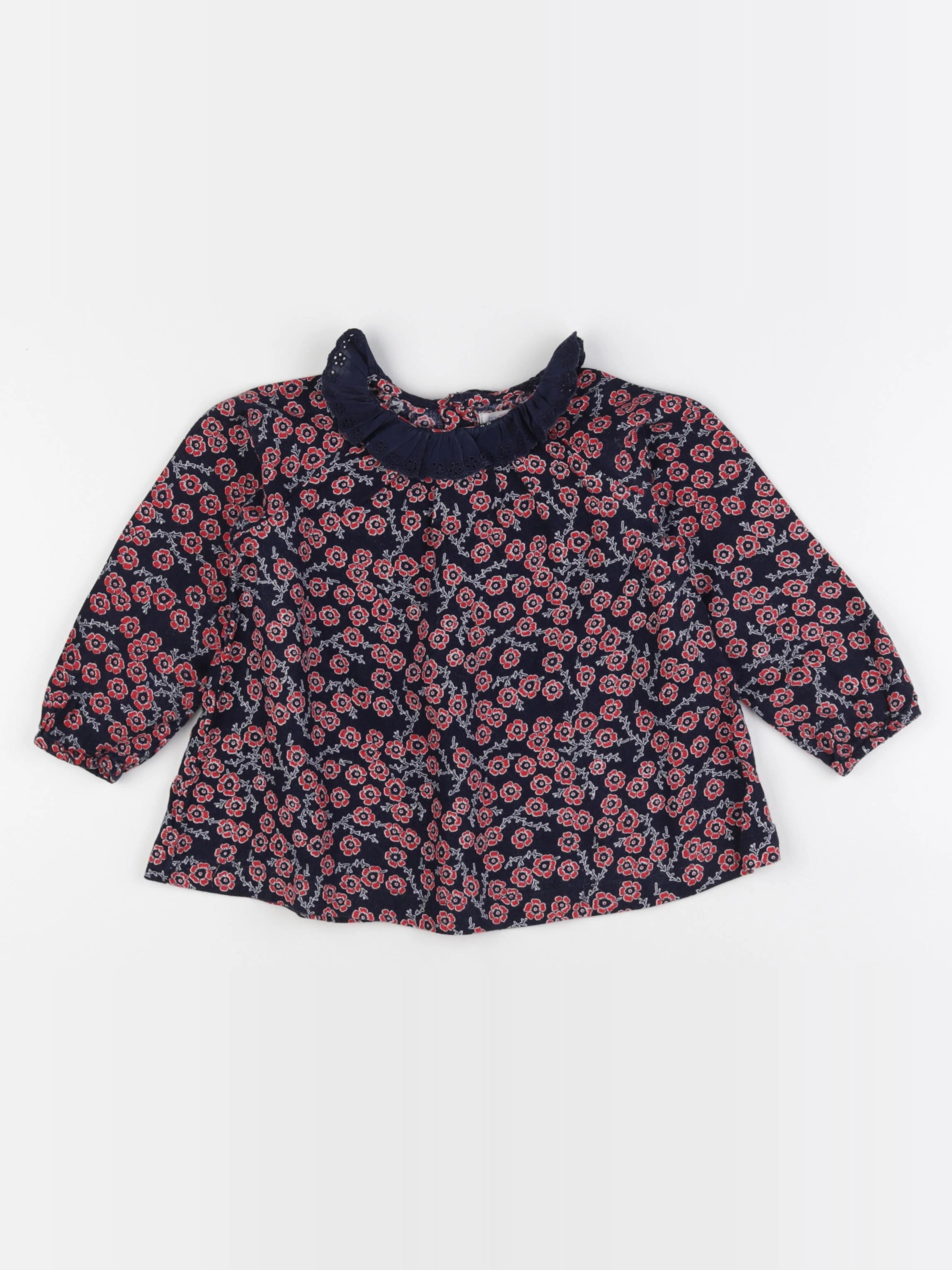 Boutchou - blouse bleu, rouge - 24 mois