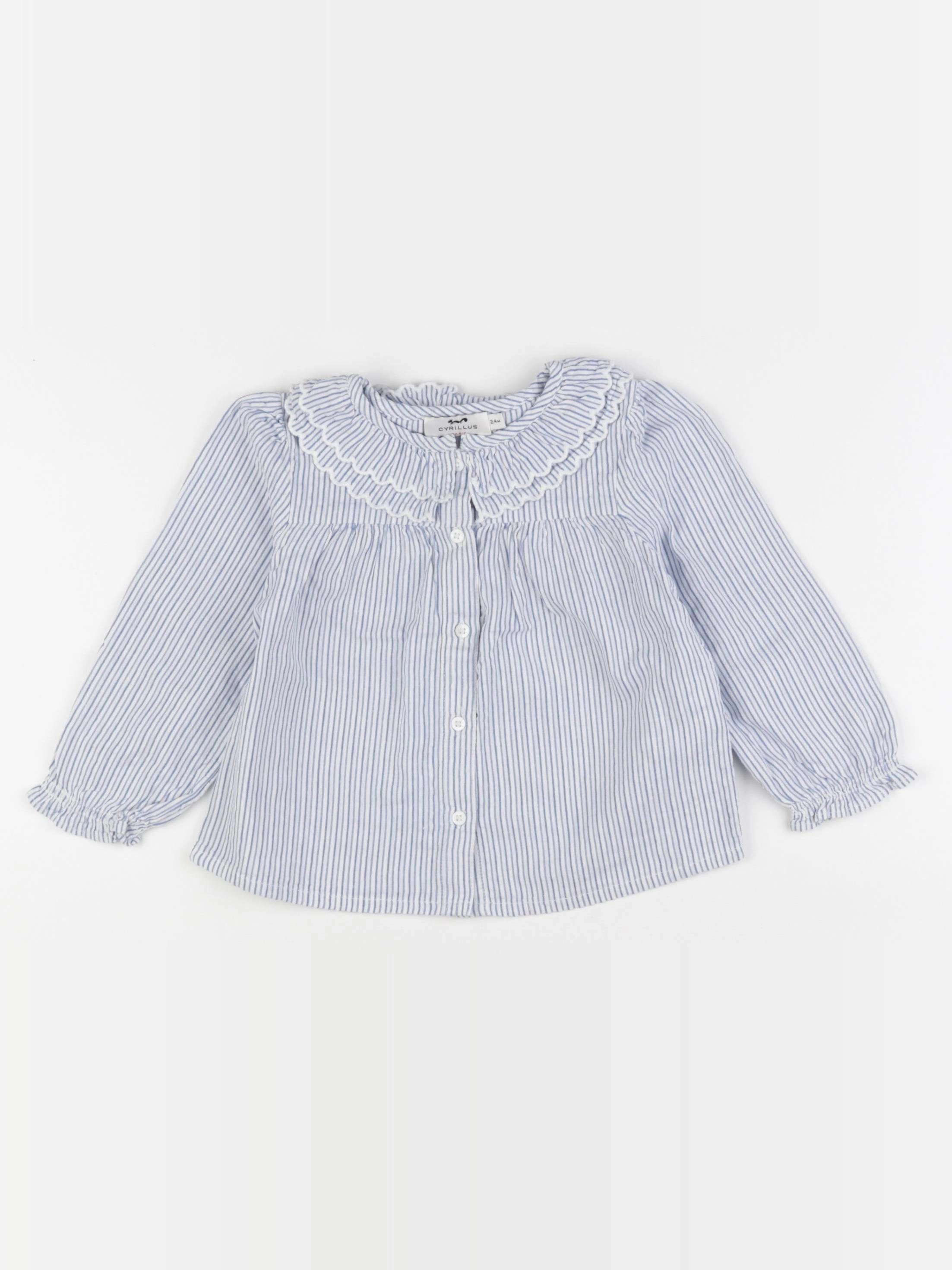 Cyrillus - blouse bleu, blanc - 24 mois