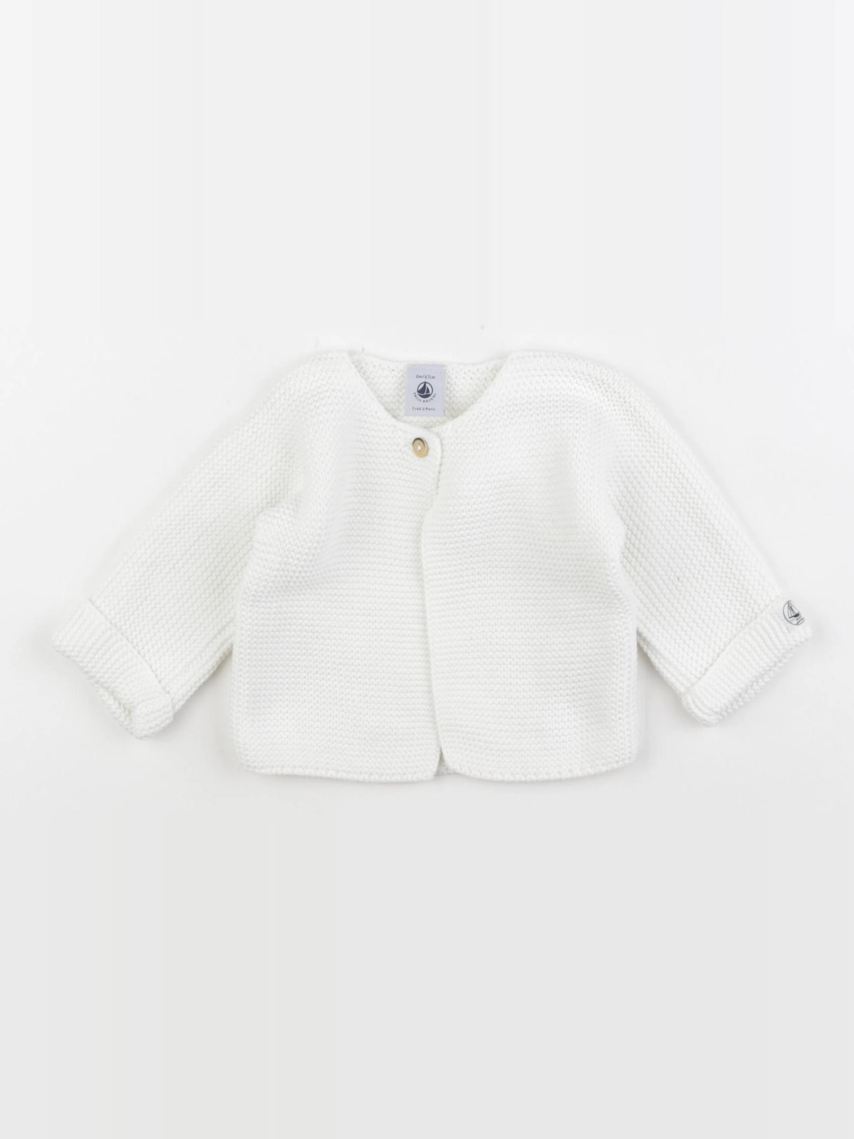 Petit Bateau - gilet blanc - 6 mois