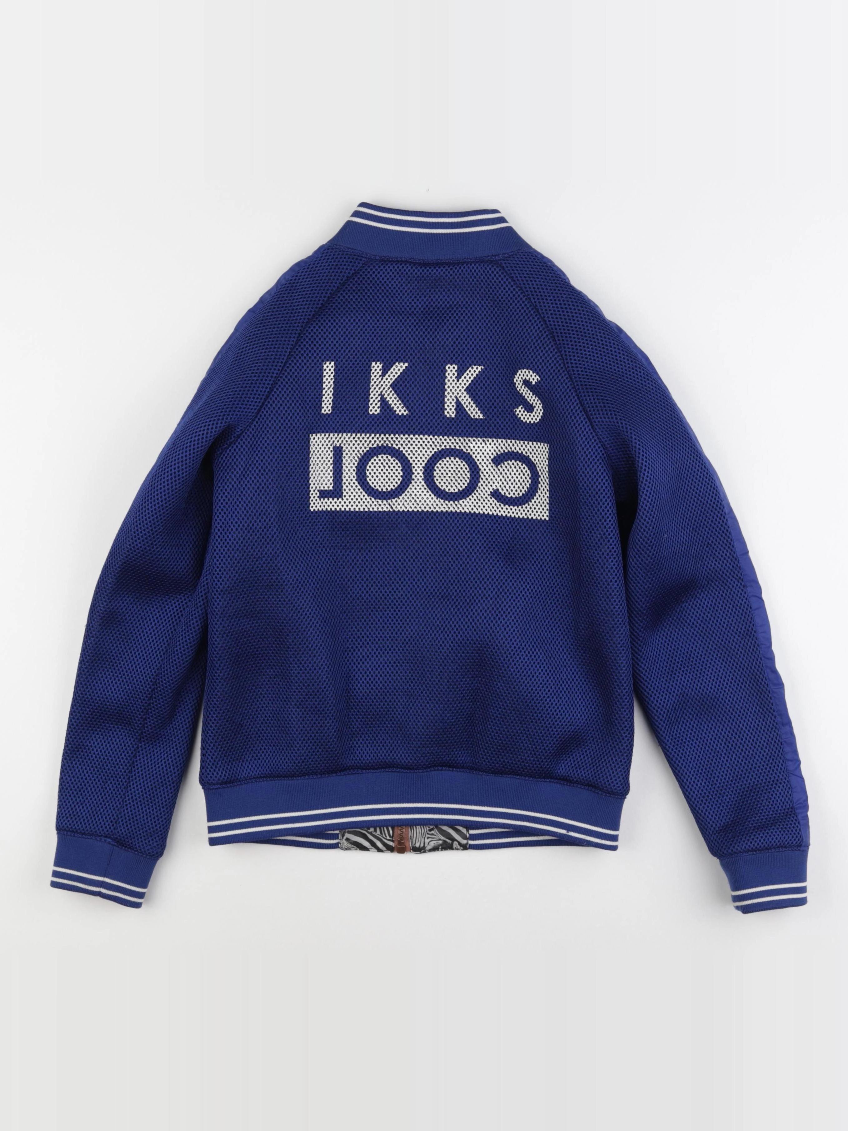 IKKS - veste réversible, imprimé au dos bleu, blanc, noir - 10 ans