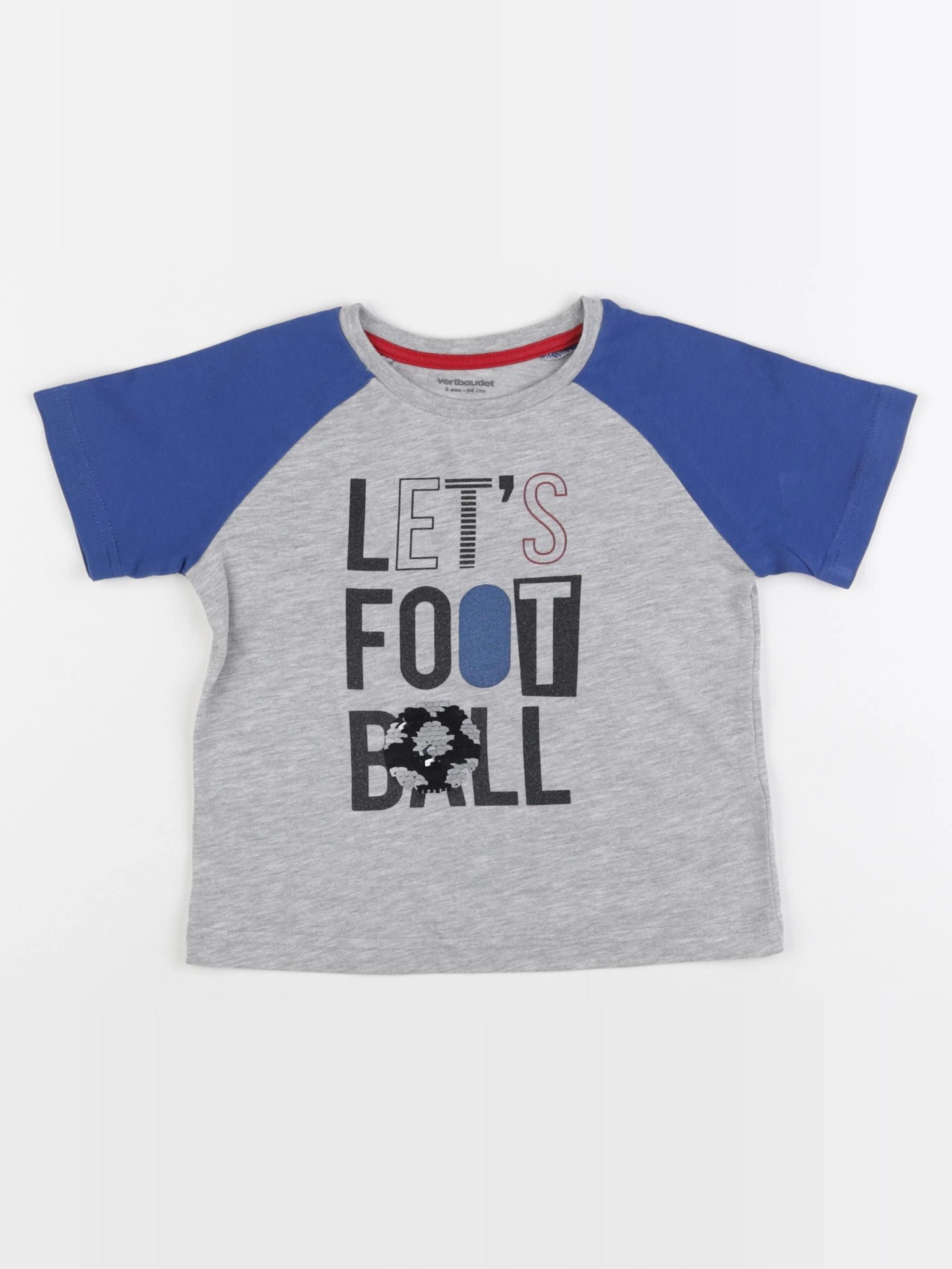 Vertbaudet - tee-shirt bleu, gris - 3 ans