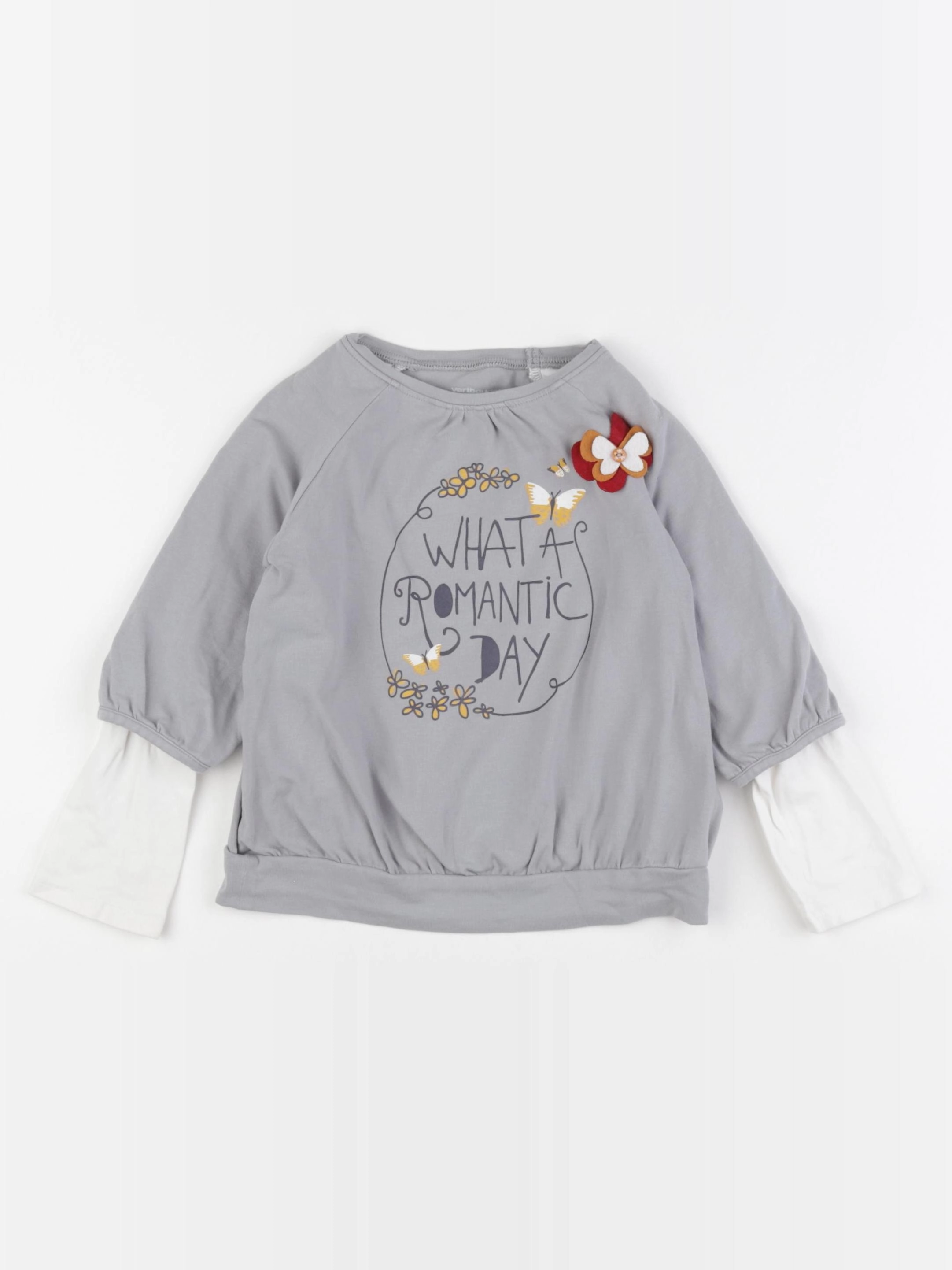 Vertbaudet - tee-shirt imprimé au dos gris - 4 ans