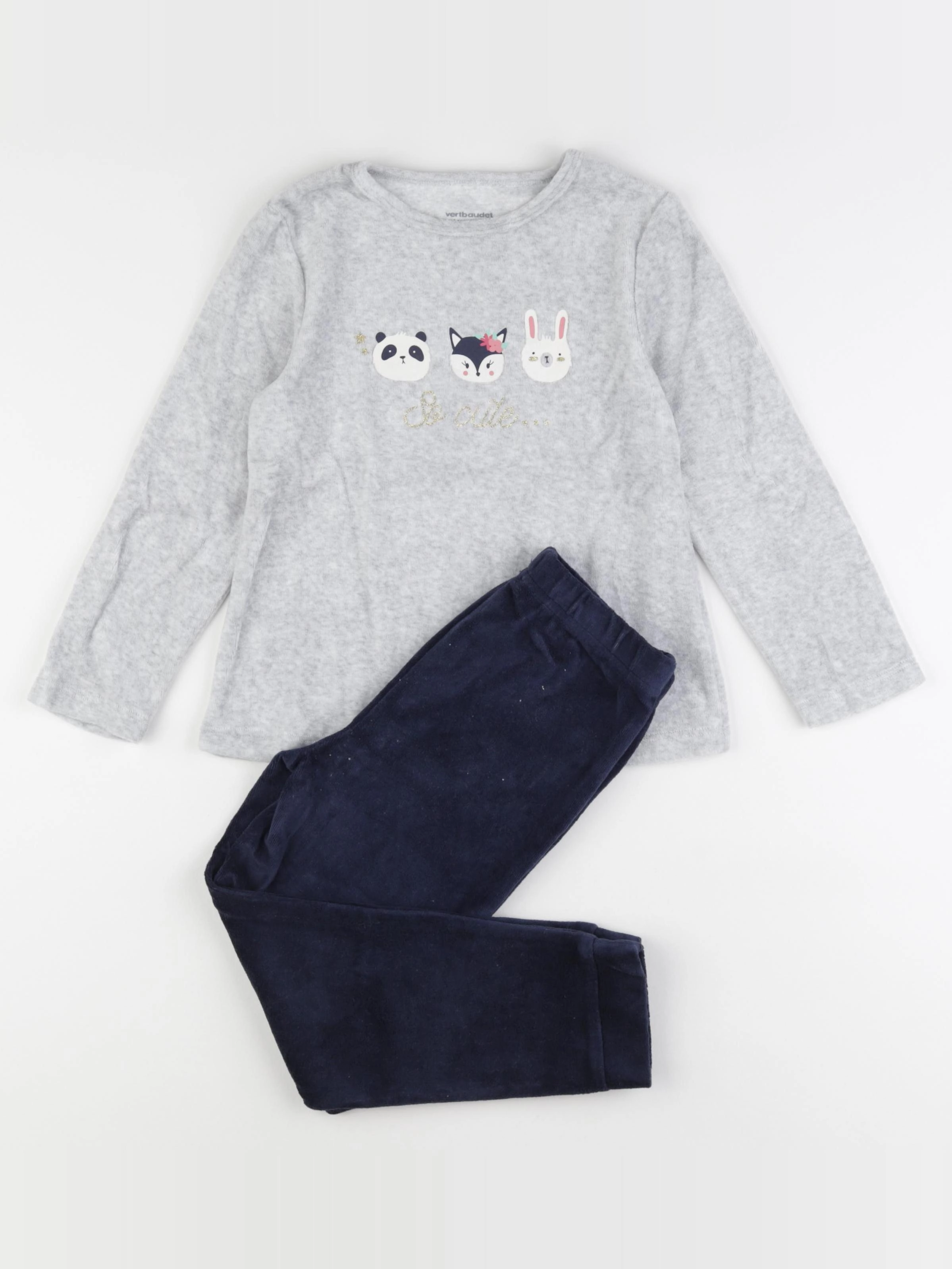 Vertbaudet - pyjama velours multicolore - 6 ans